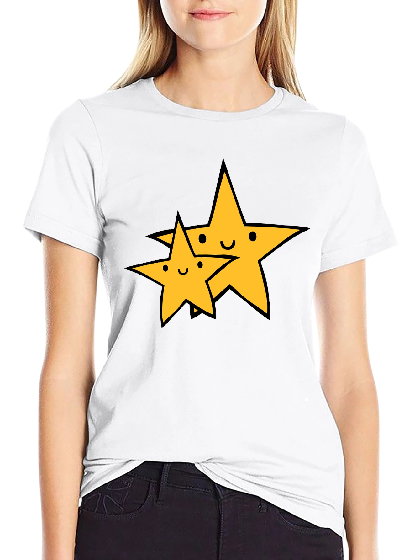 Black Cute Star Duo Black T-Shirt view 9