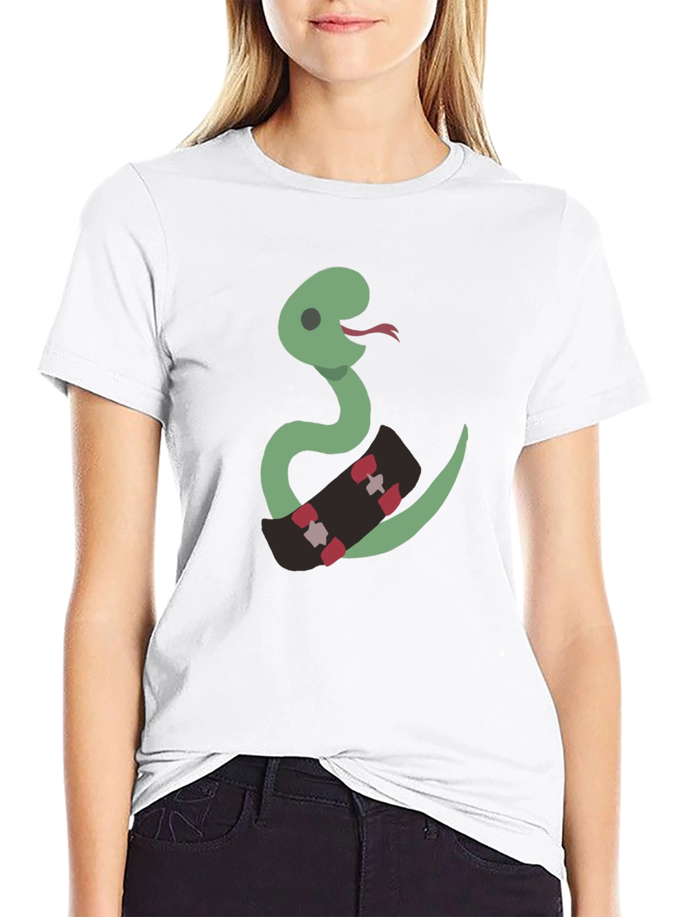 Black Snake on Skateboard Graphic Tee view 9