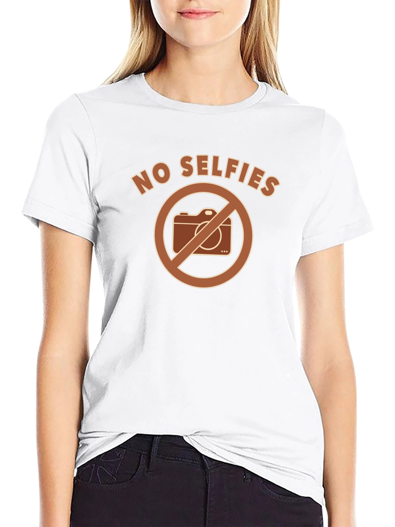 Black No Selfies Graphic T-Shirt - Funny Novelty Tee view 9