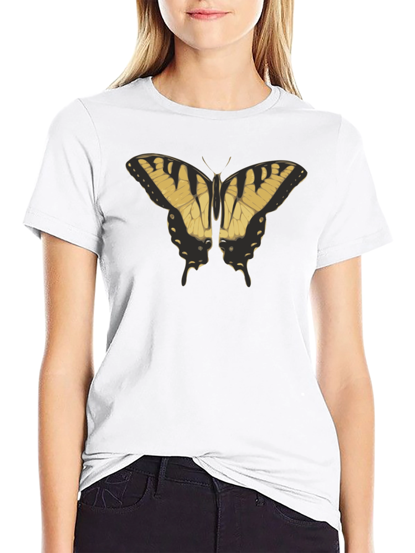 Black Butterfly Graphic Black T-Shirt view 9