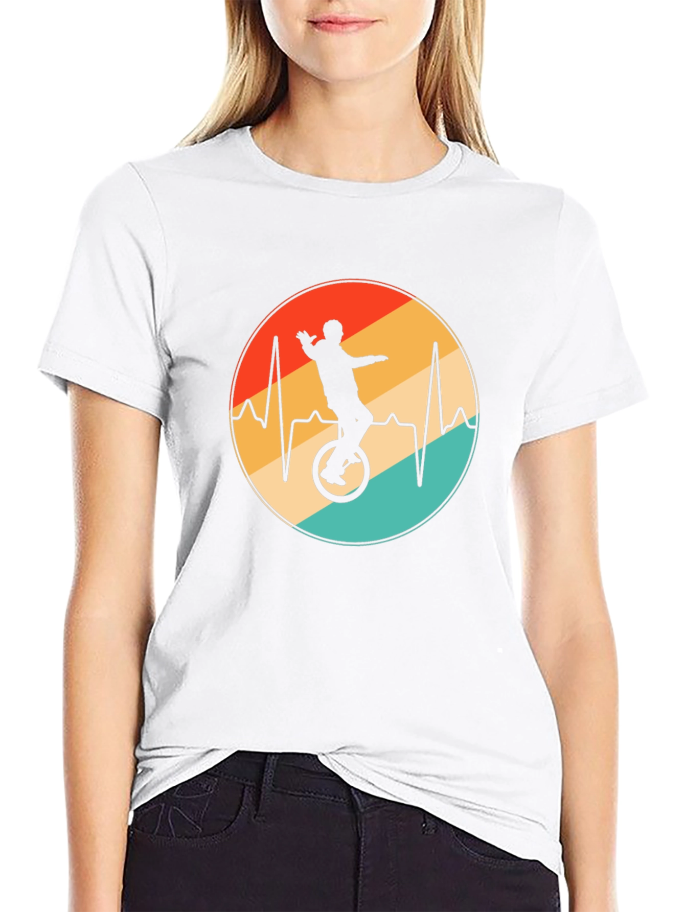 Black Unicycle Heartbeat Black T-Shirt view 9