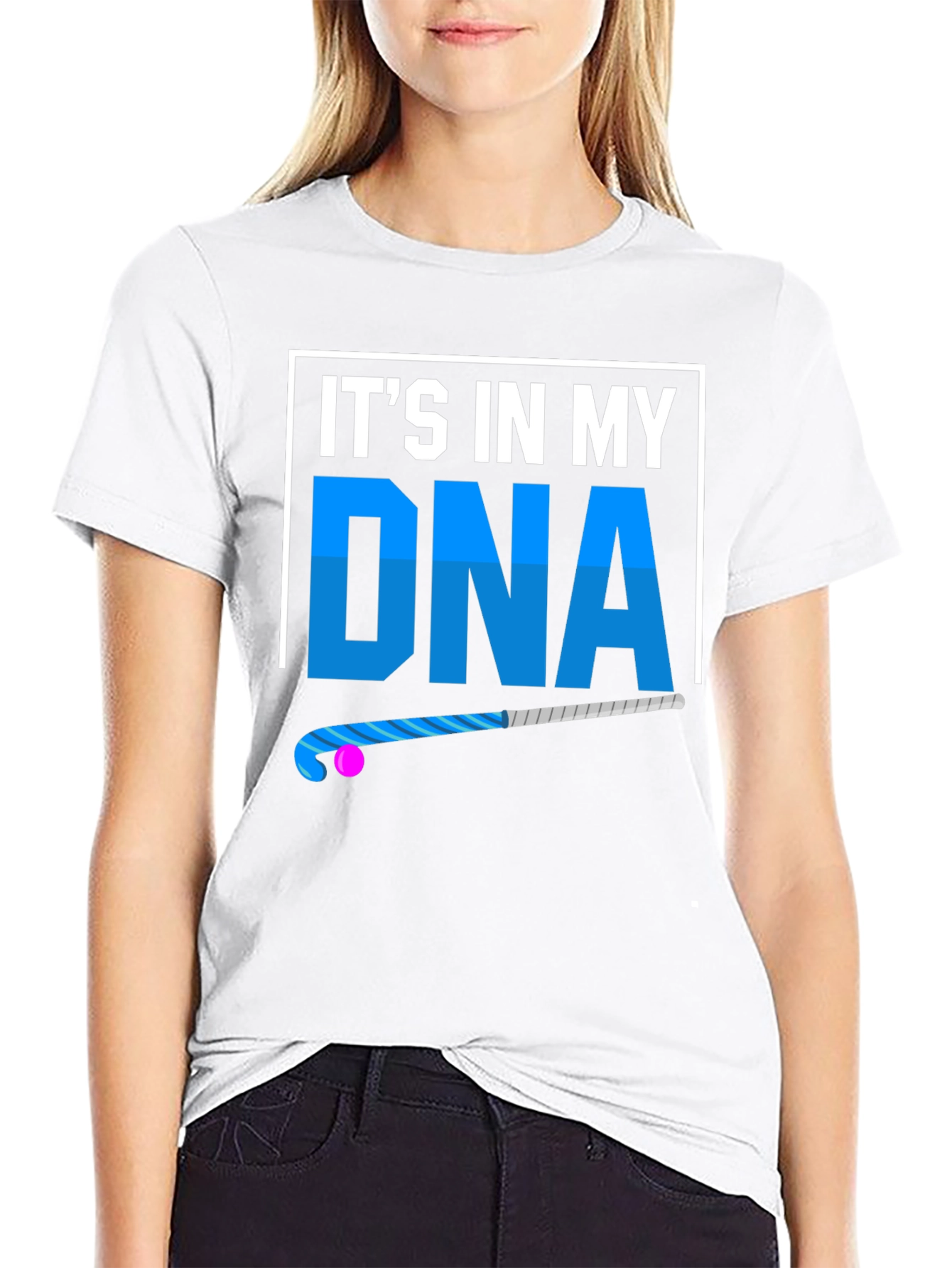 Black It's In My DNA Field Hockey T-Shirt view 9