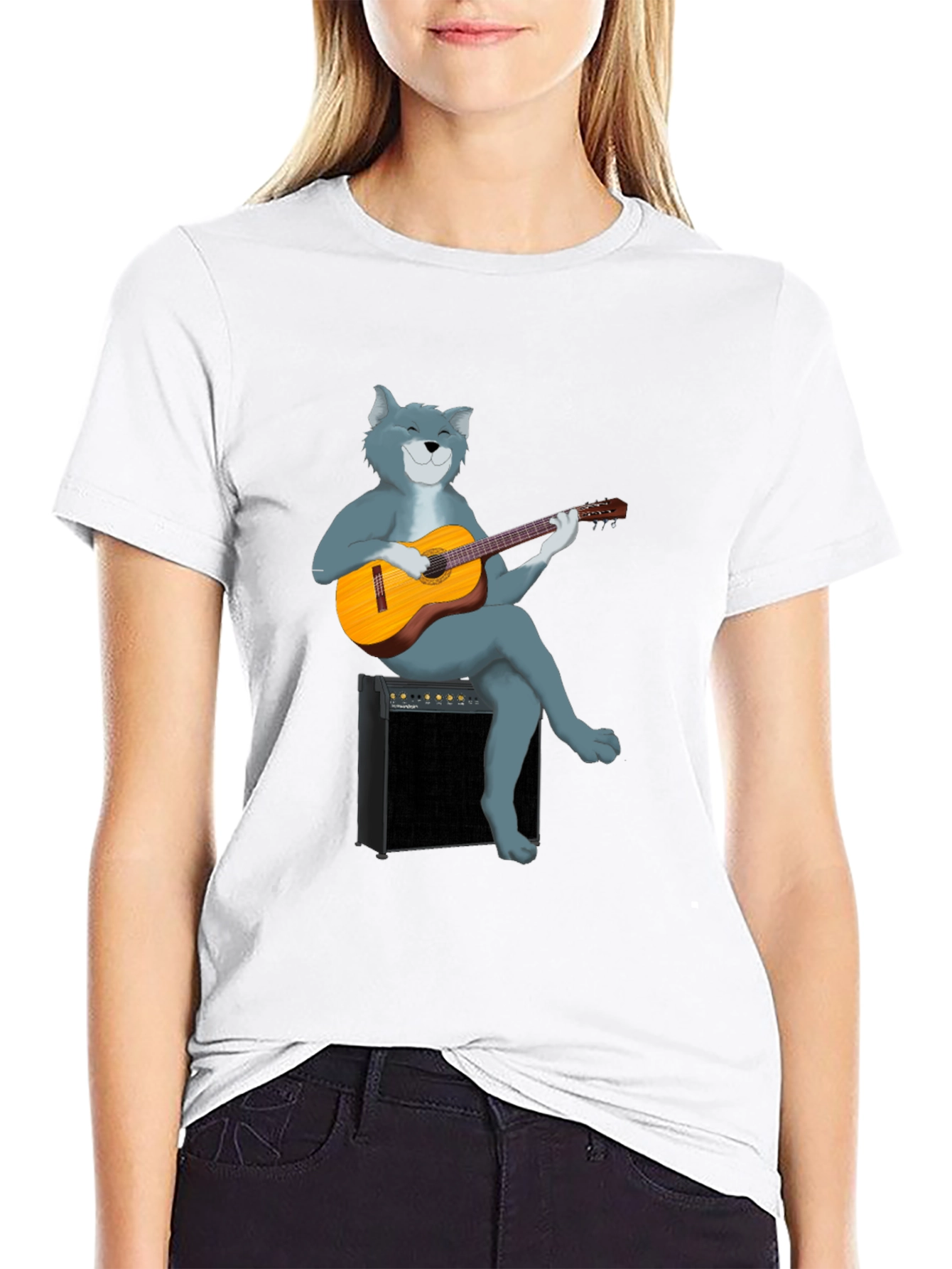 Black Cat Guitarist T-Shirt - Cool Graphic Tee view 9