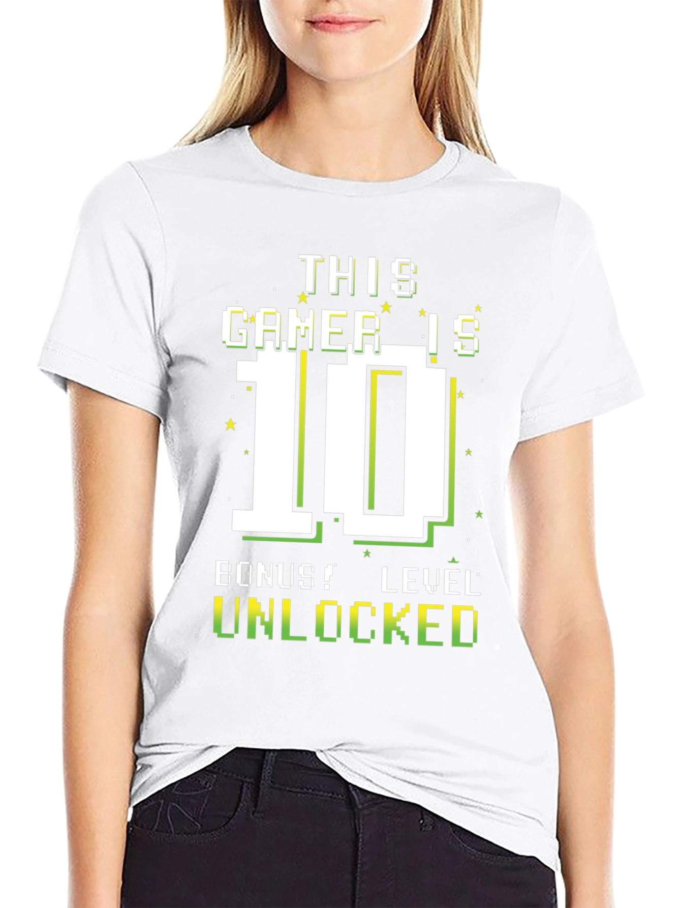 Black Gamer Level 10 Unlocked T-Shirt - Birthday Gift view 9