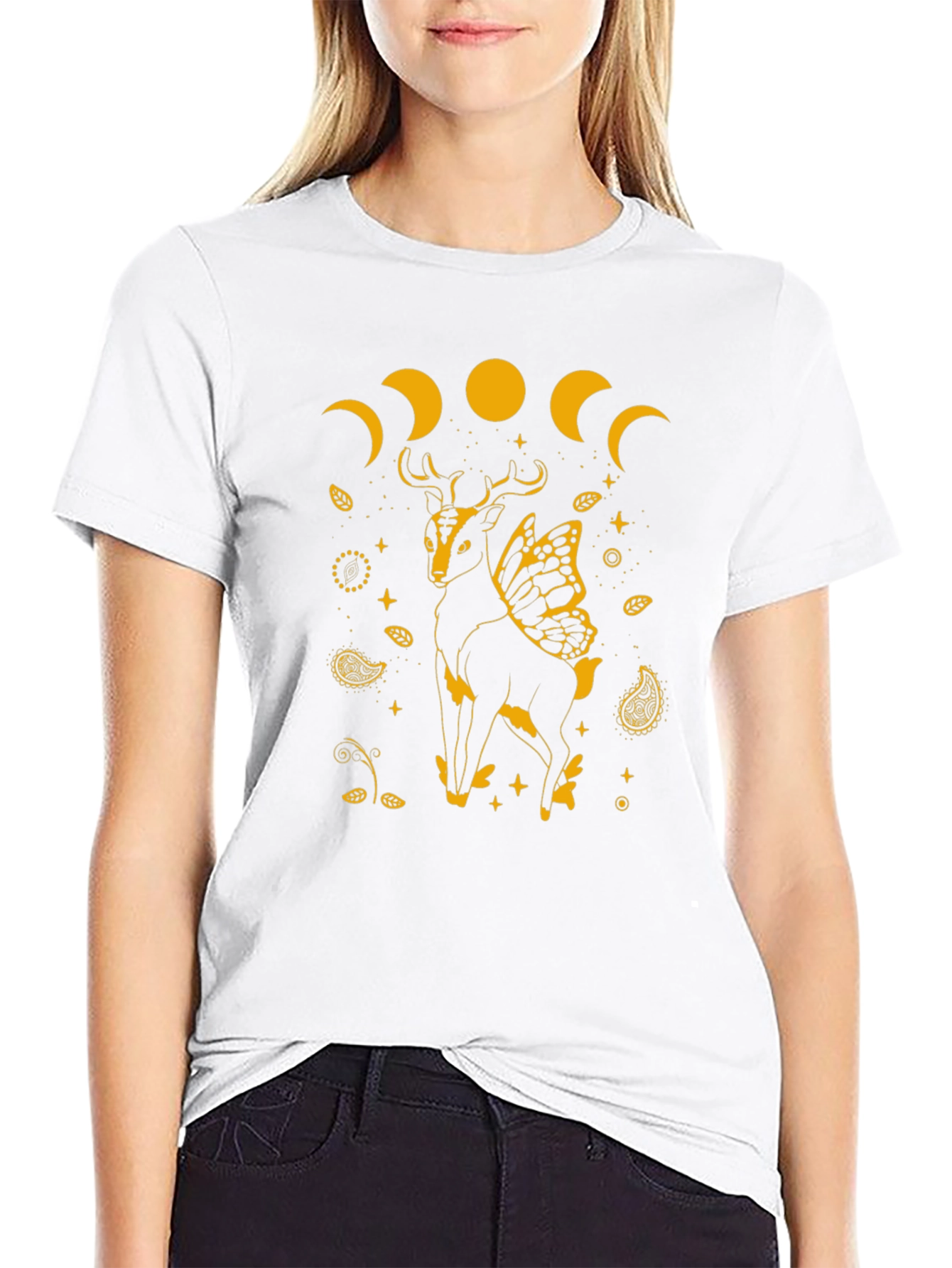 Black Deer Moon Phase Graphic Tee view 9