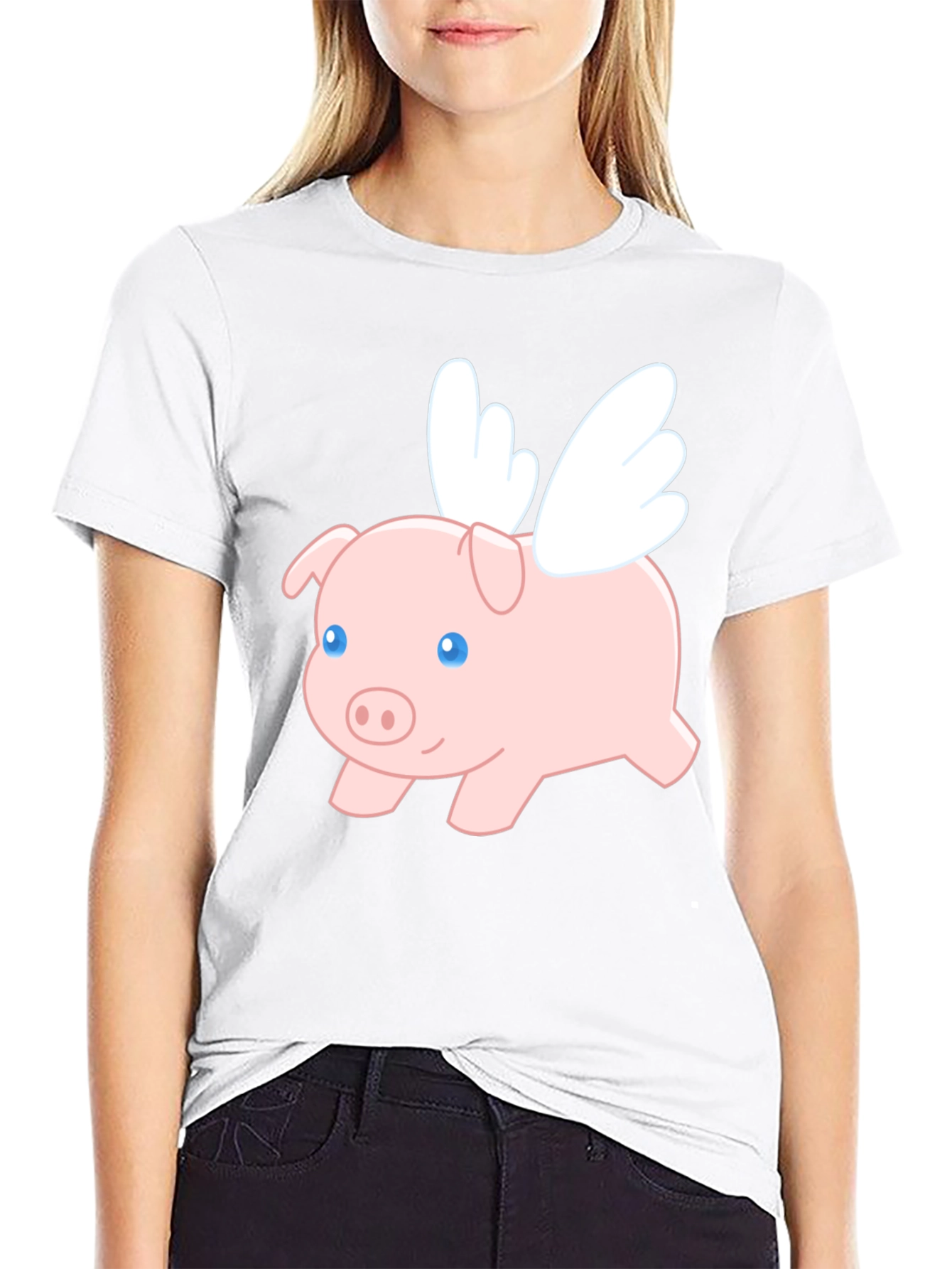 Black Flying Pig Graphic T-Shirt view 9