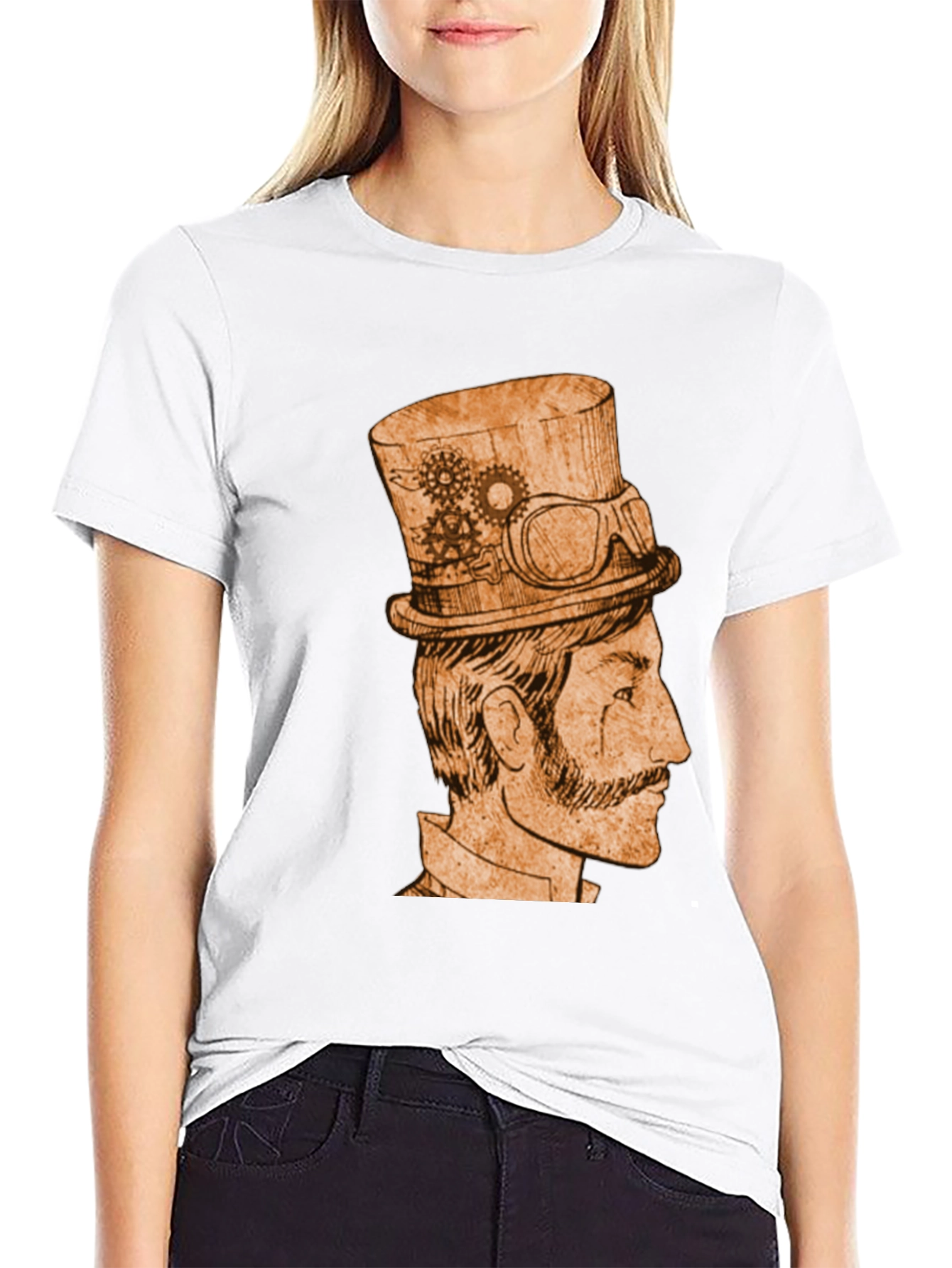 Black Steampunk Gentleman Graphic Tee - Black Cotton view 9