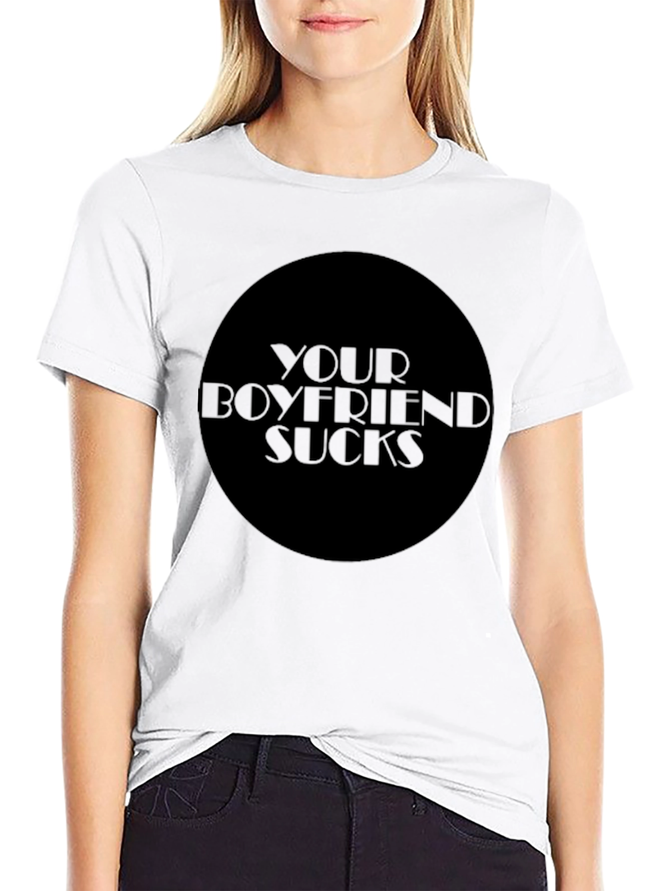 Black Your Boyfriend Sucks Graphic Tee - Edgy Statement Shirt view 9