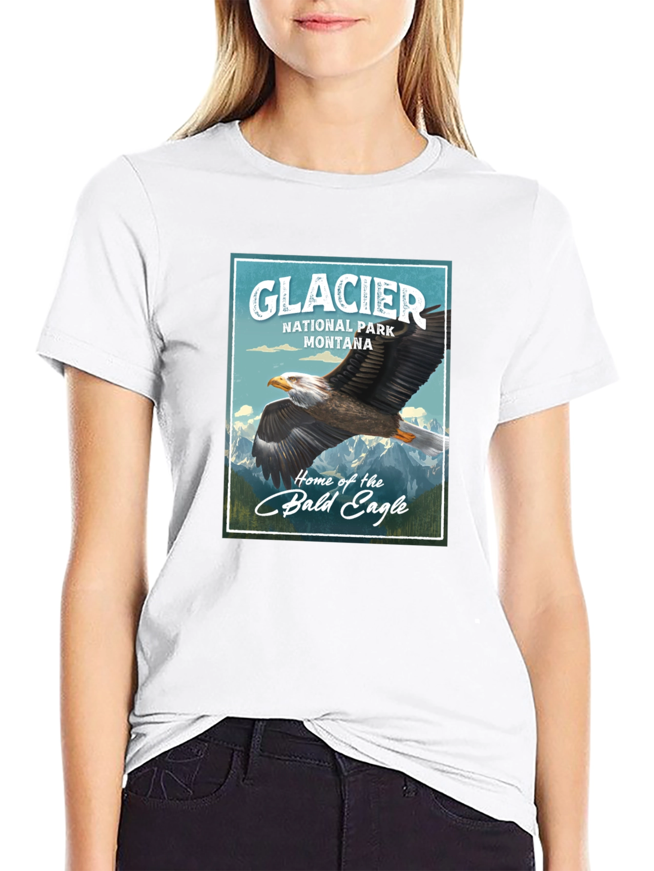 Black Glacier National Park Eagle Graphic T-Shirt view 9