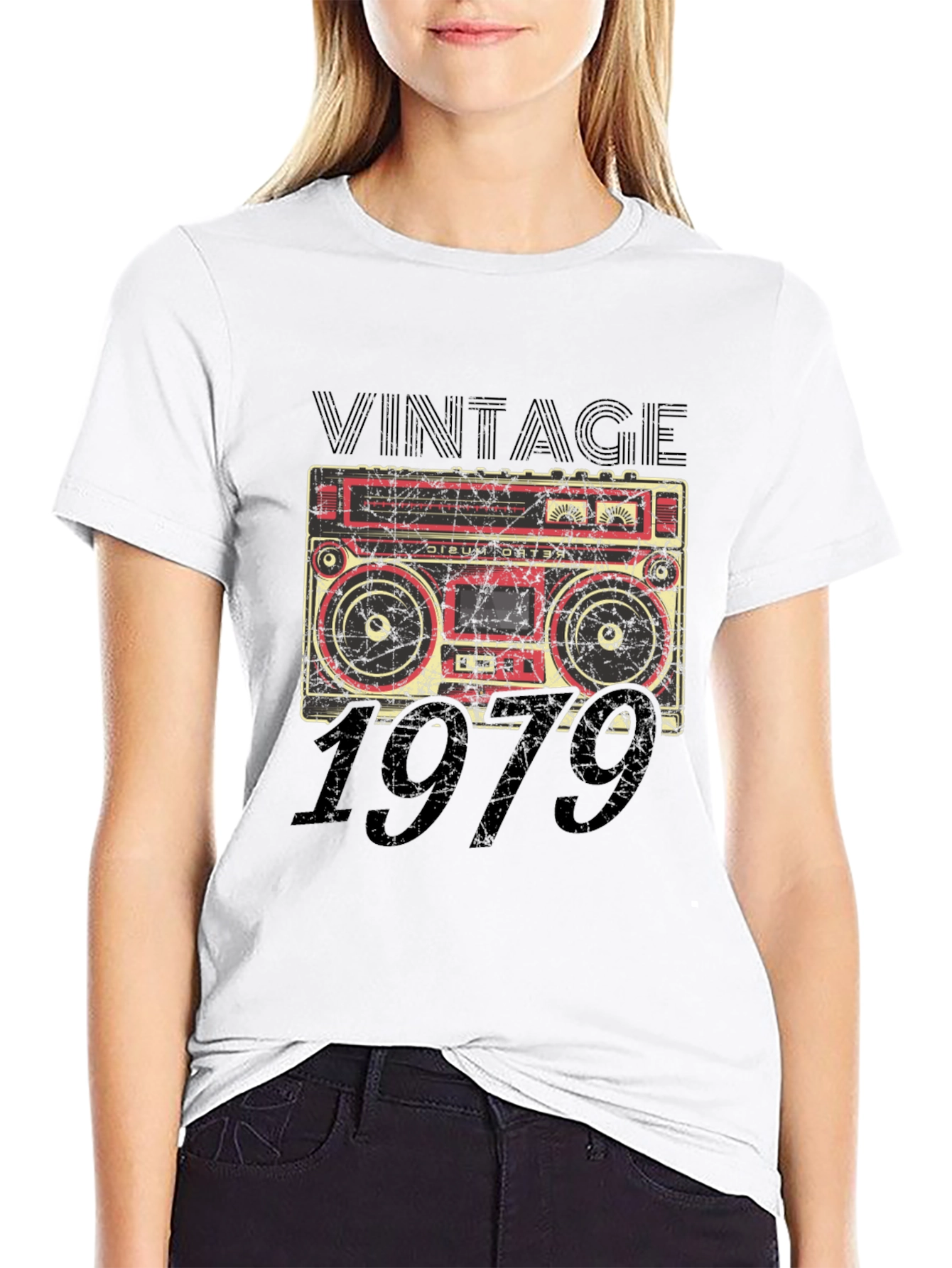 Black Vintage 1979 Boombox Graphic T-Shirt view 9