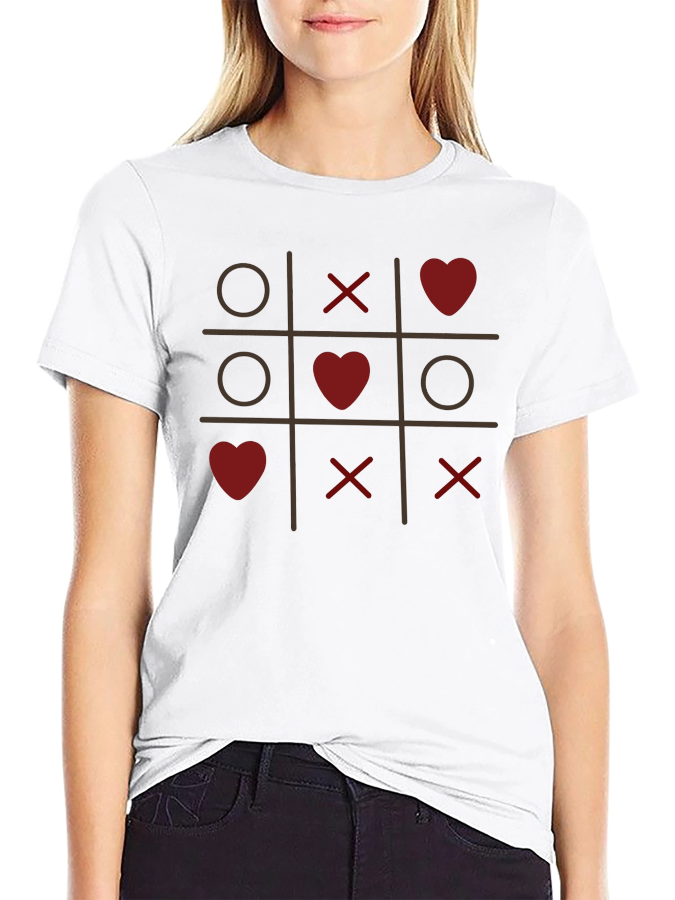 Black Tic-Tac-Toe Love T-Shirt - Valentine's Day Special view 9