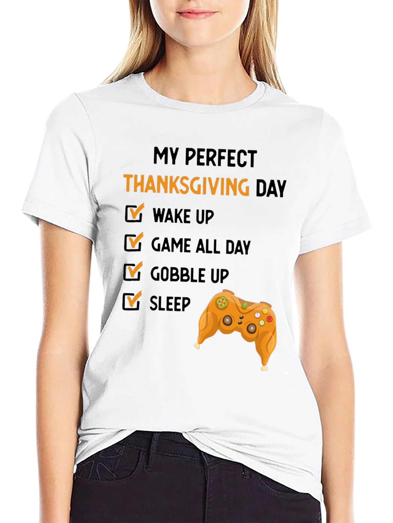 Black Perfect Thanksgiving Day Gamer T-Shirt view 9