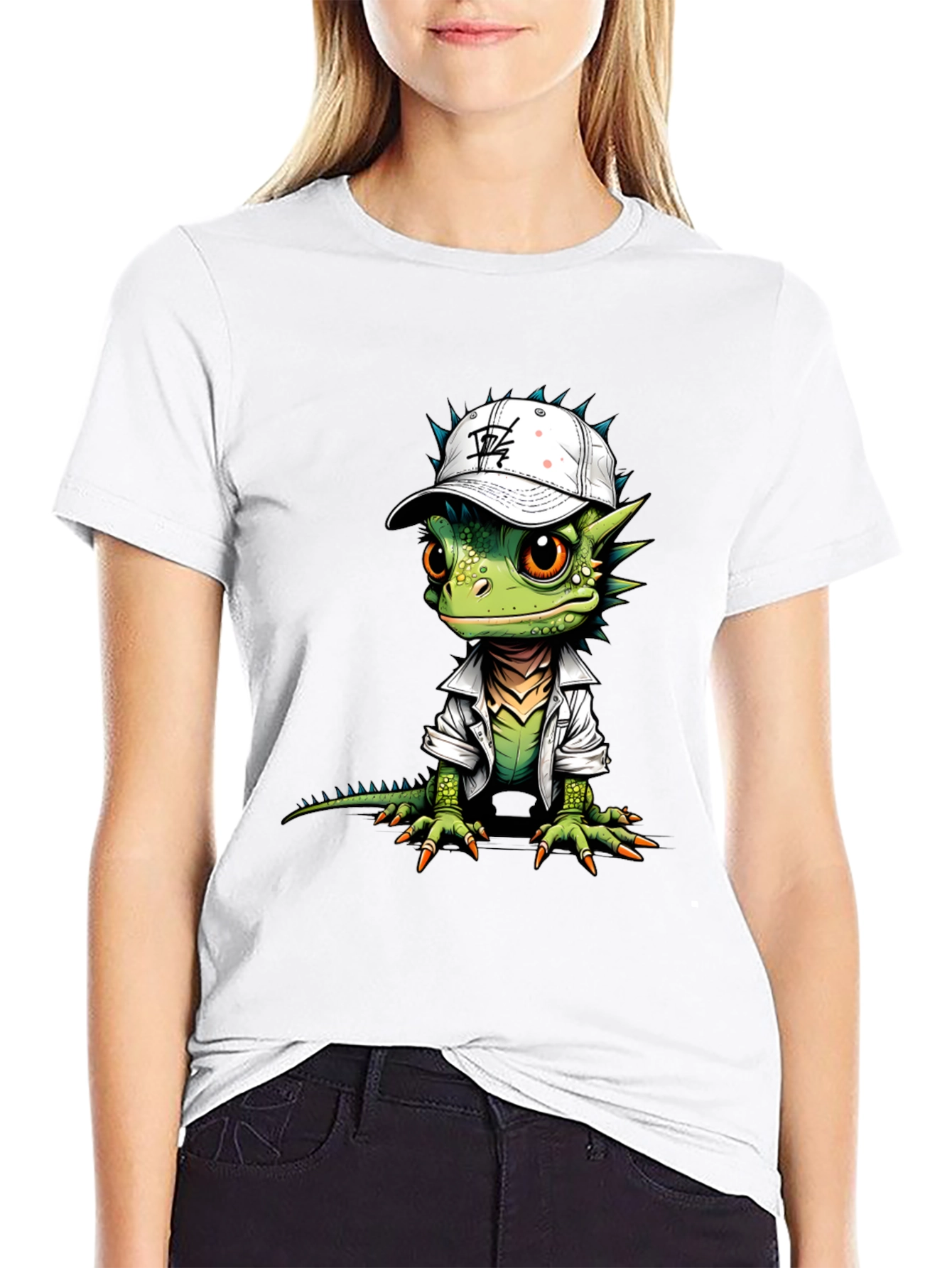 Black Cool Lizard Graphic Tee view 9