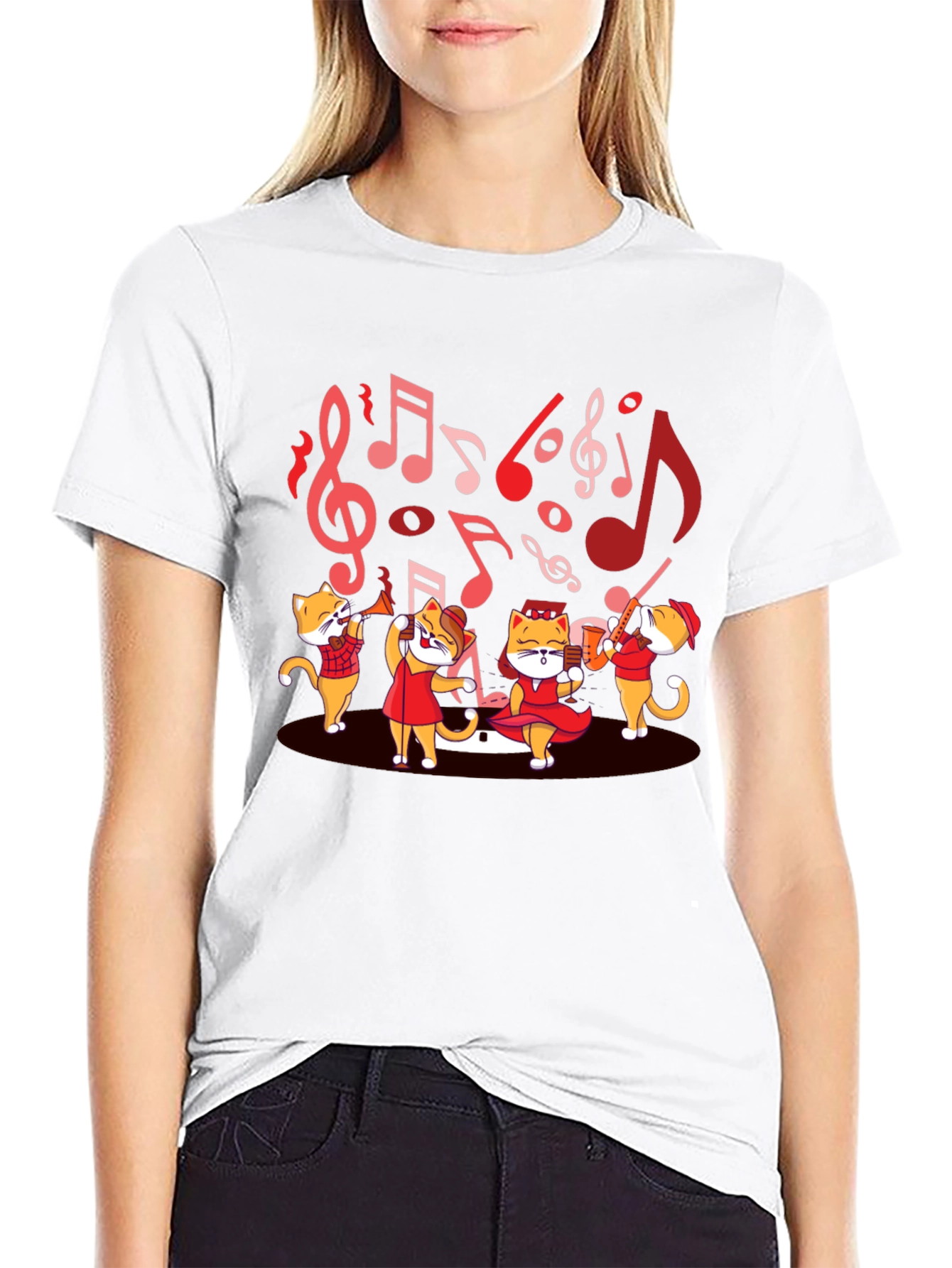 Black Musical Cats T-Shirt - Band Design Tee view 9