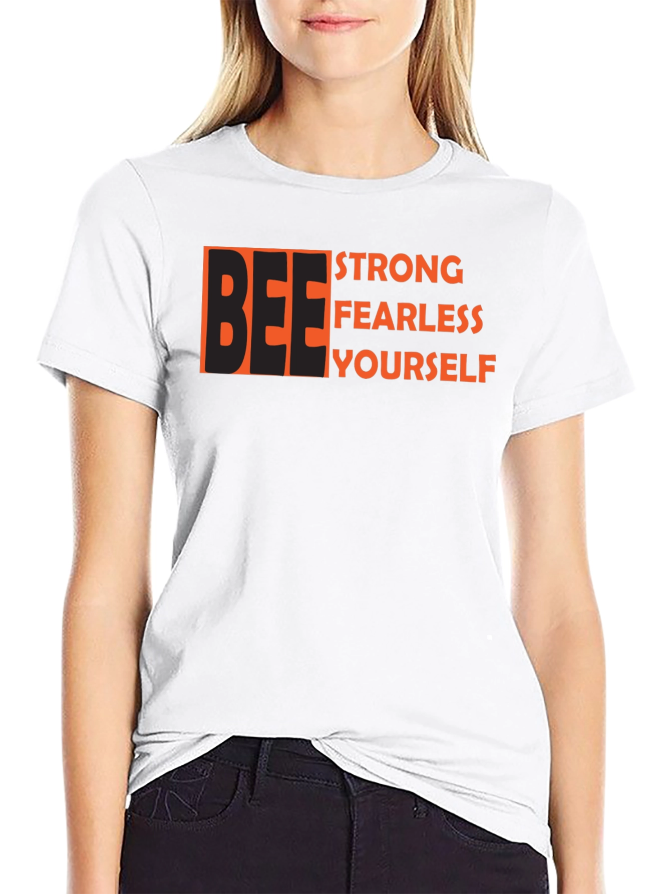 Black Be Strong Fearless Yourself Black Graphic Tee view 9