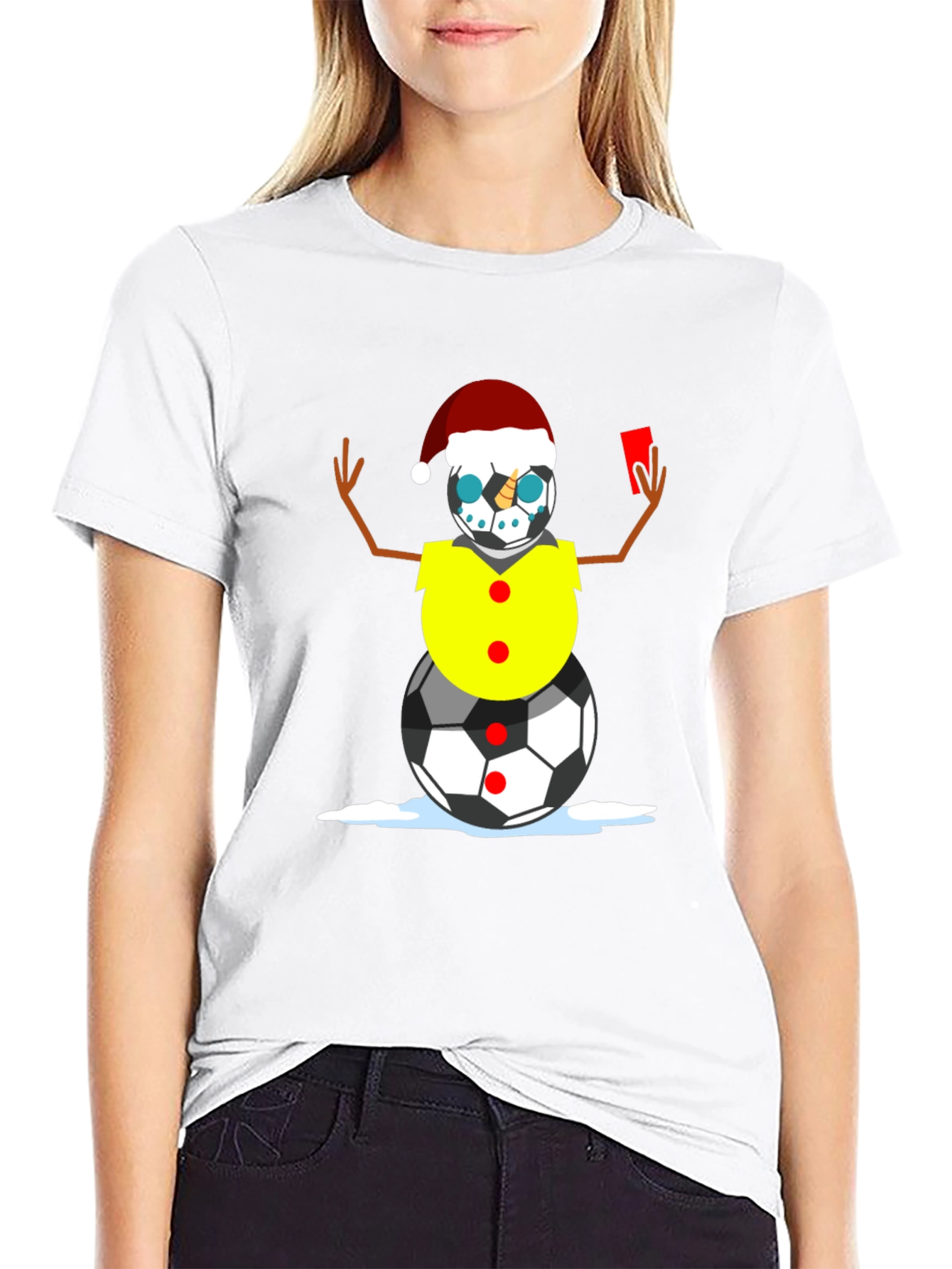 Black Soccer Snowman Christmas T-Shirt view 9