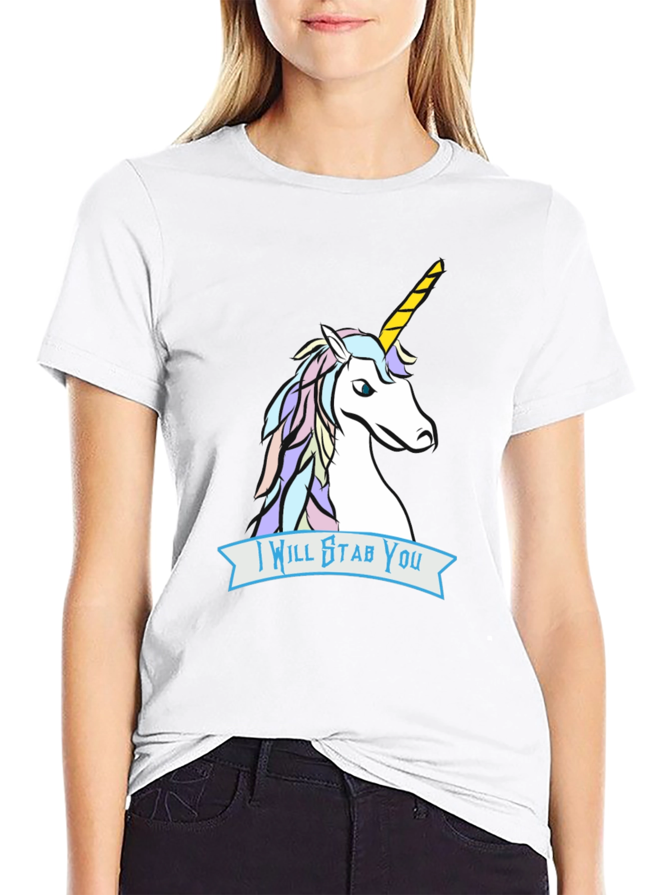 Black Unicorn Stab T-Shirt - Funny Graphic Tee view 9