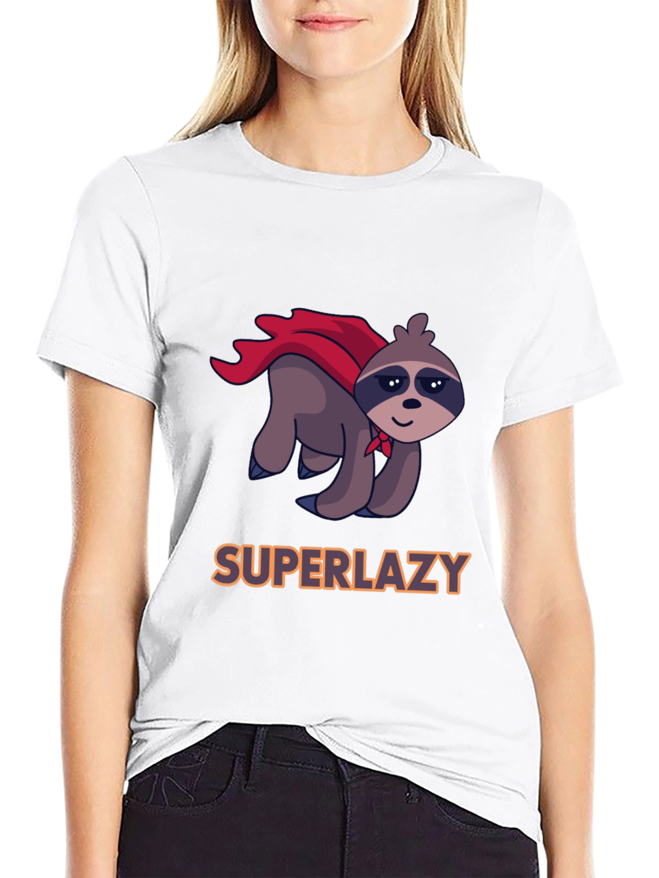Black Superlazy Sloth Hero Graphic Tee view 9