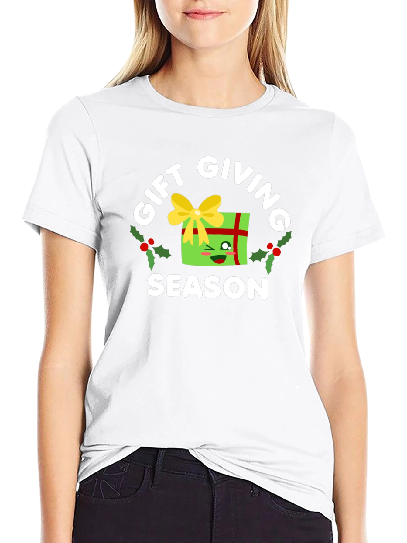 Black Gift Giving Season Holiday Graphic Tee view 9