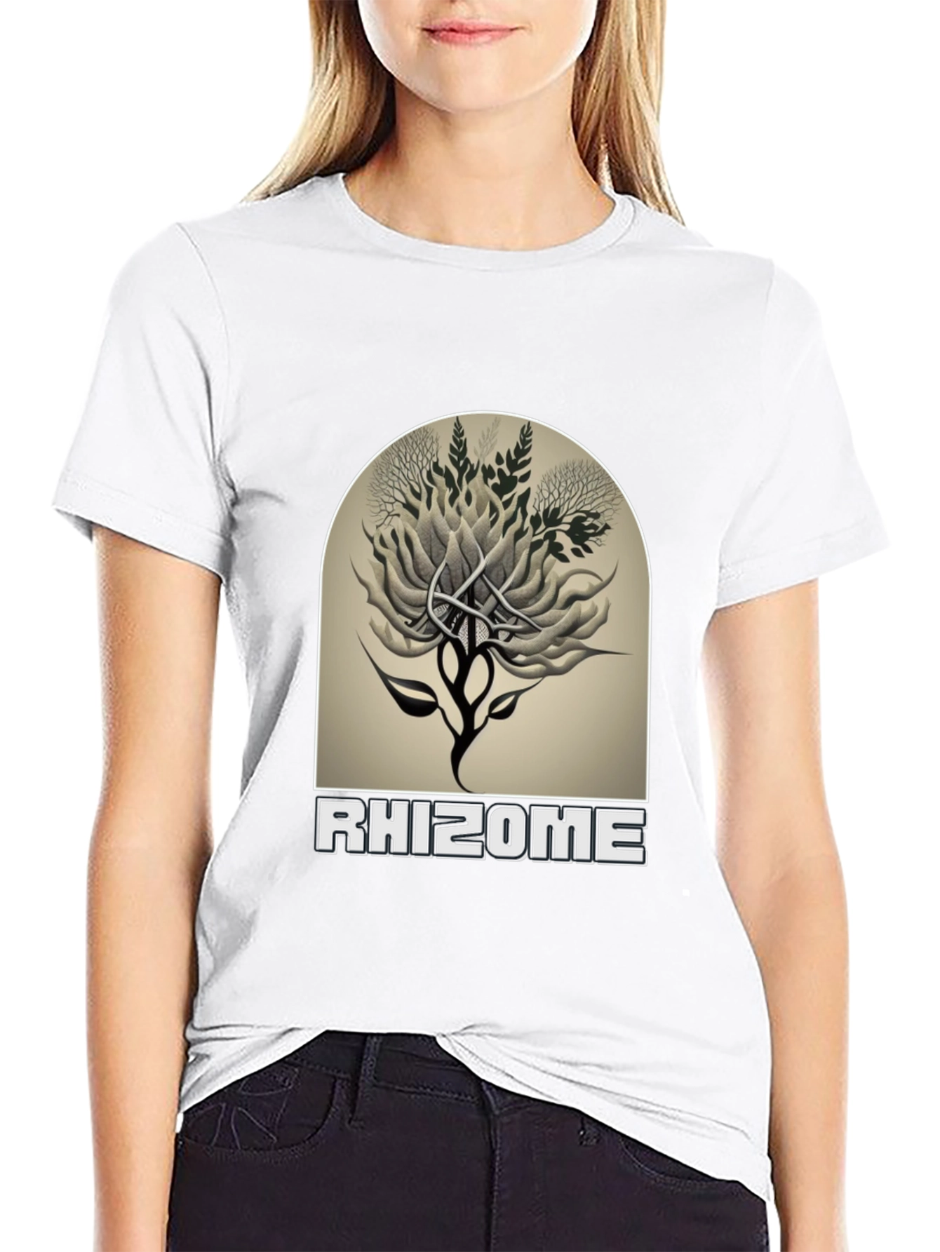 Black Rhizome Graphic Tee - Unique Nature Design view 9