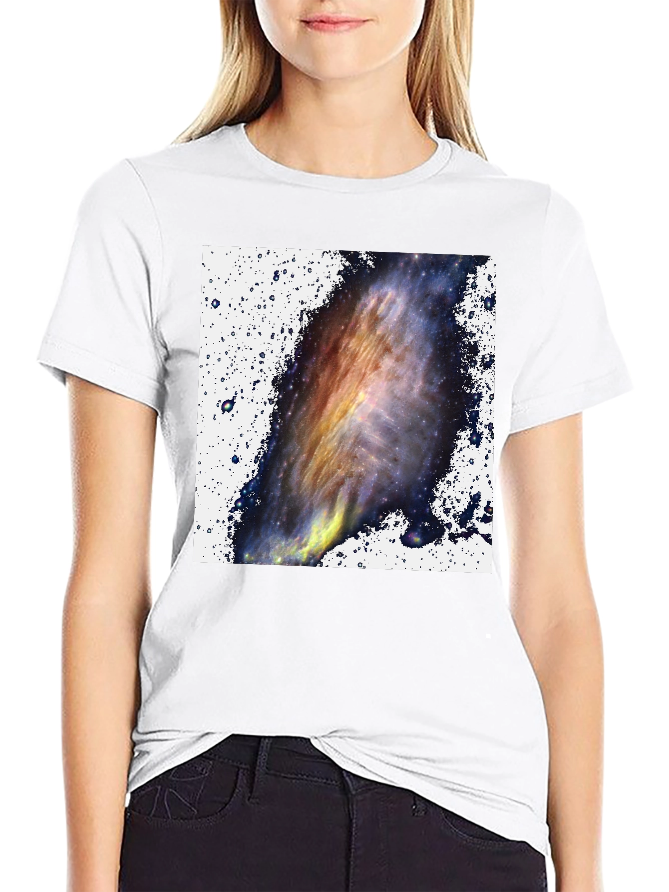 Black Galaxy Print Black T-Shirt - Celestial Style view 9