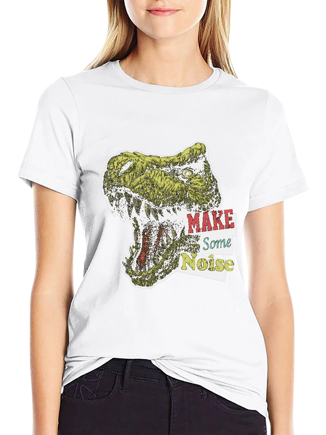 Black Dino Roar Graphic Tee - Make Some Noise T-Shirt view 9