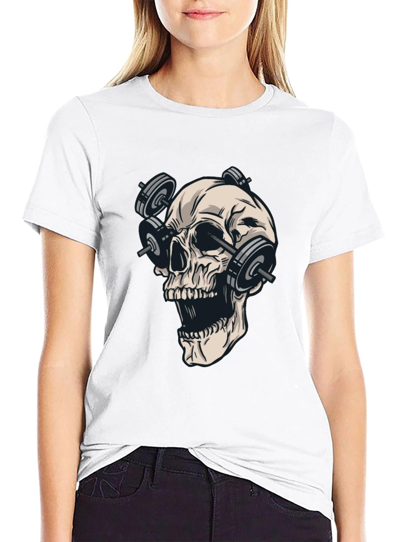 Black Skull Weights Black T-Shirt - Gym Lover view 9
