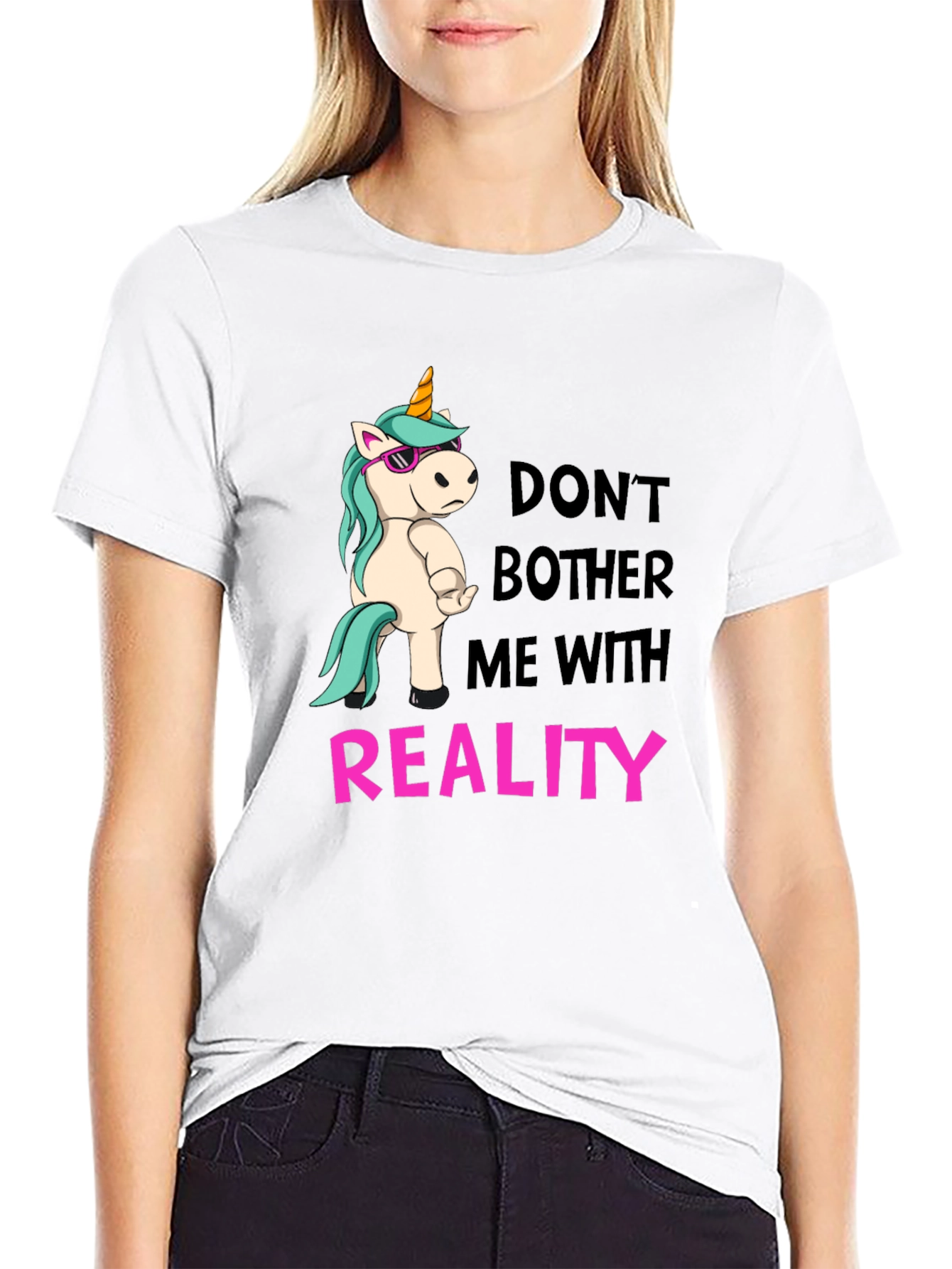 Black Don't Bother Me With Reality T-Shirt view 9