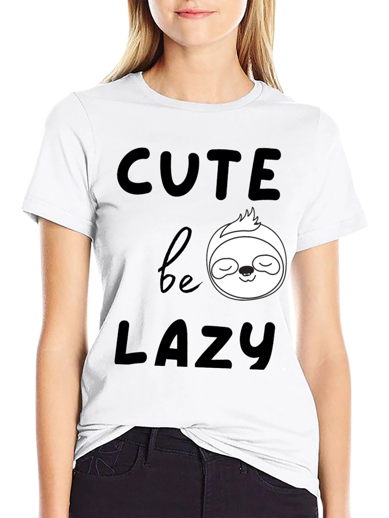 Black Cute Be Lazy Sloth Graphic T-Shirt view 9