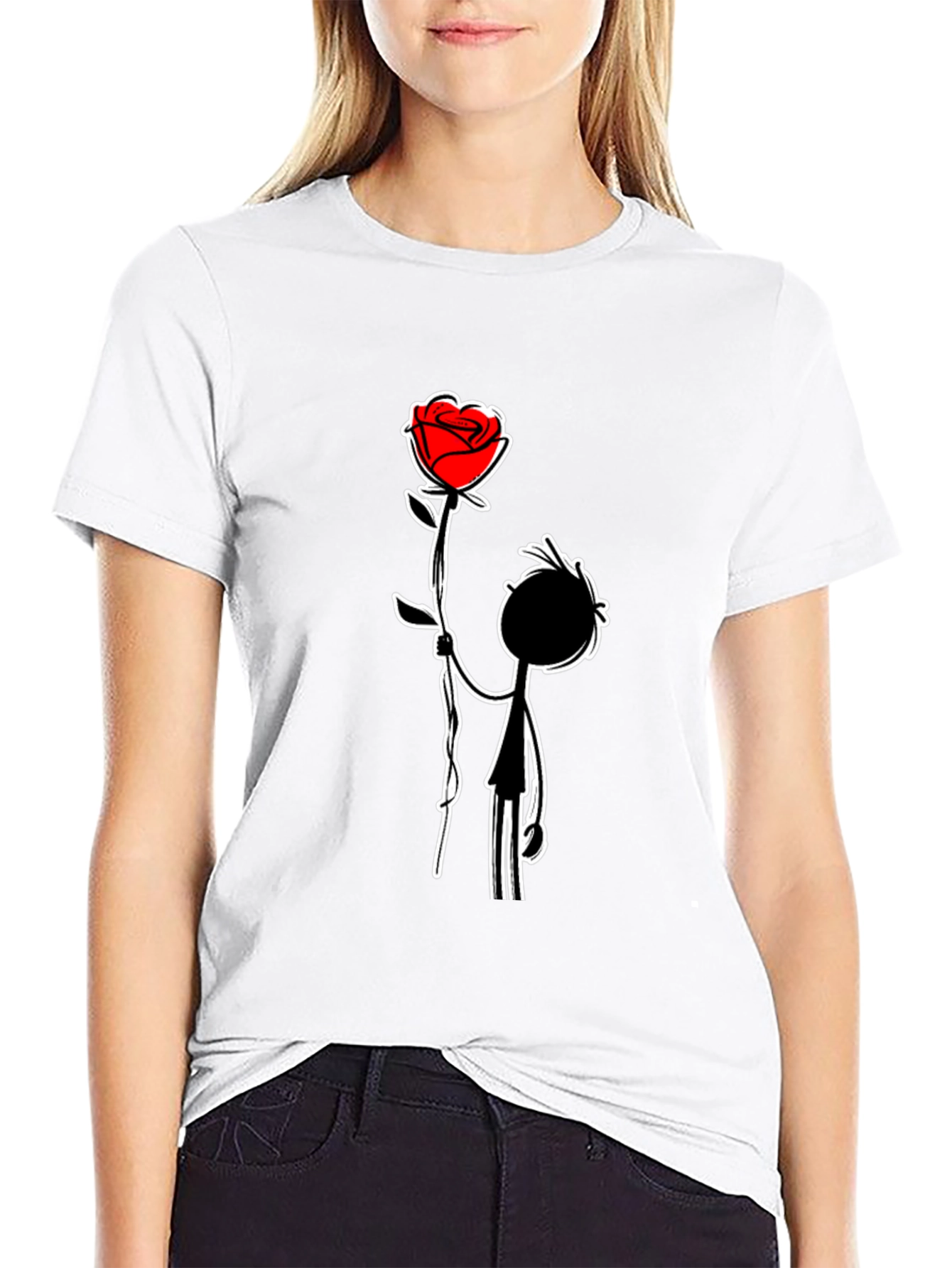 Black Romantic Rose Graphic Tee - Men's Black T-Shirt view 9