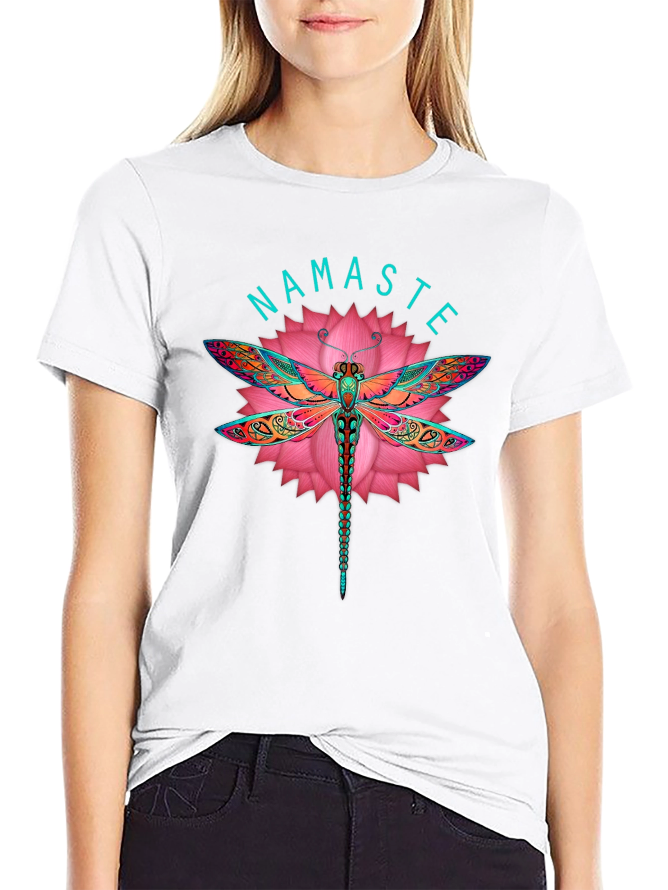 Black Namaste Dragonfly Graphic Tee view 9