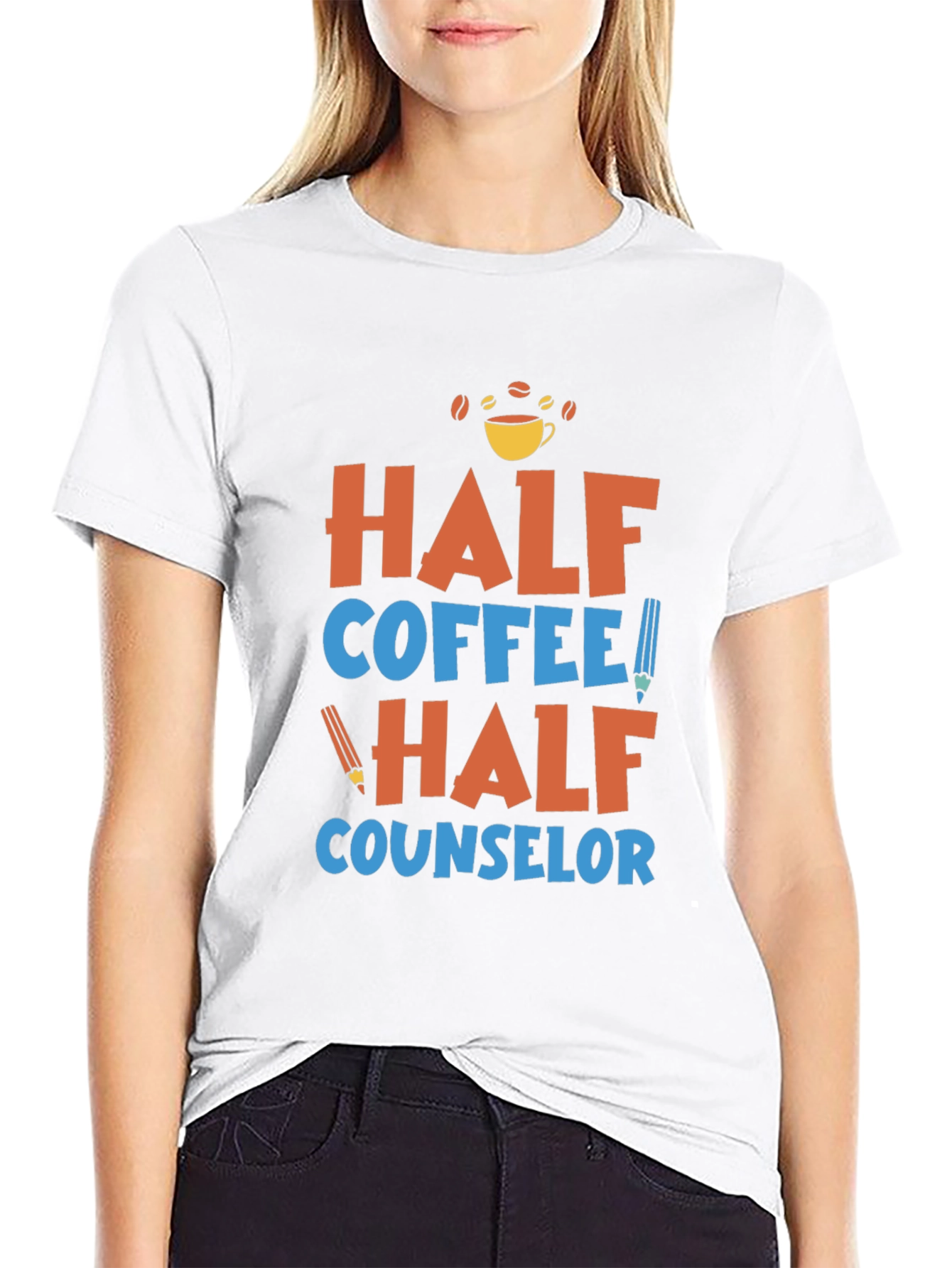 Black Half Coffee Half Counselor Graphic Tee view 9
