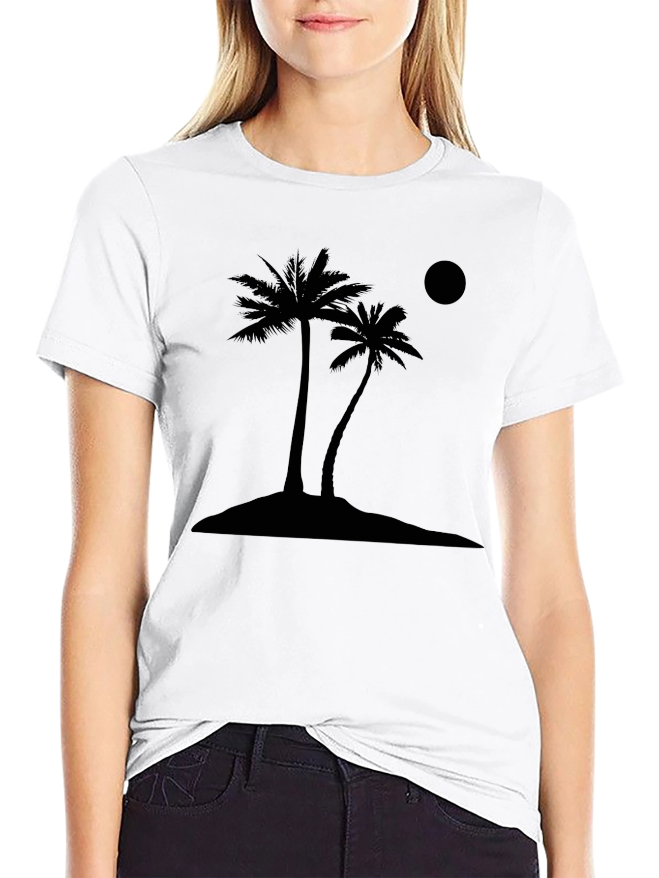 Black Tropical Palm Tree Graphic Tee - Black view 9