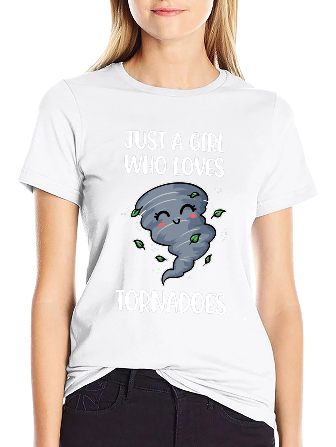 Black Cute Tornado Graphic Tee - Just A Girl Who Loves Tornadoes view 9
