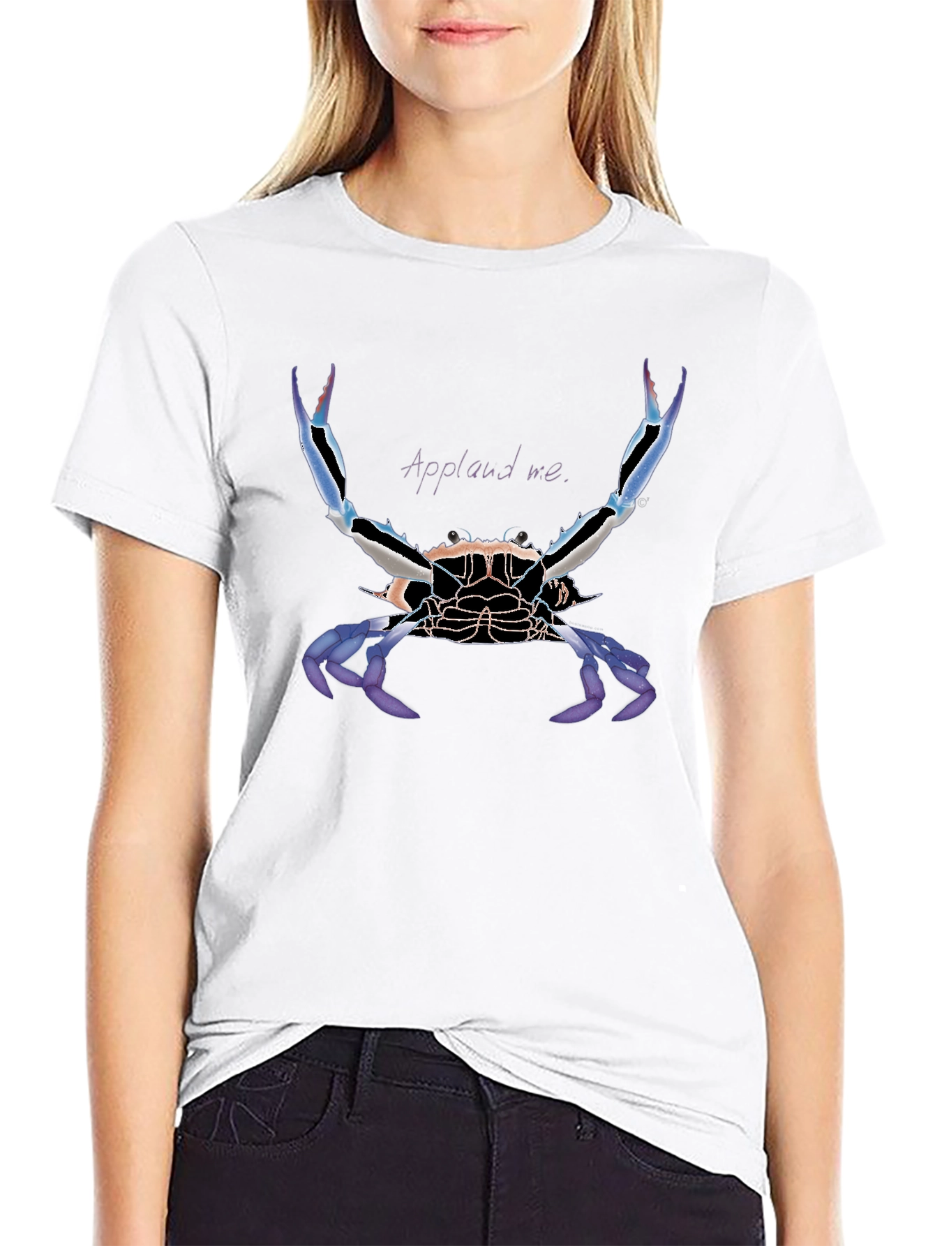 Black Applaud Crab Graphic Tee - Bold Statement Shirt view 9