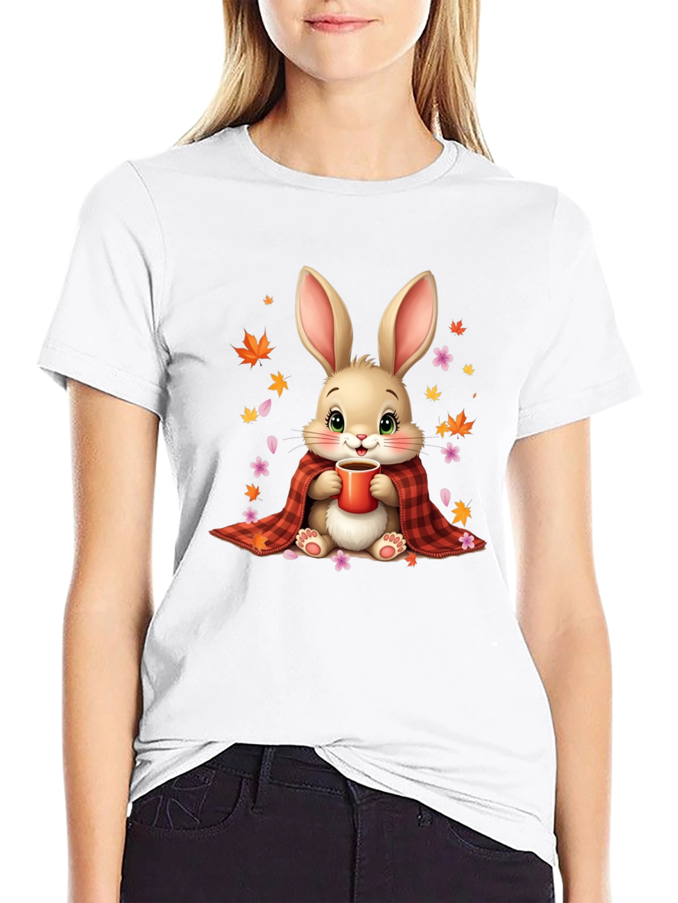Black Cozy Bunny Graphic Tee view 9