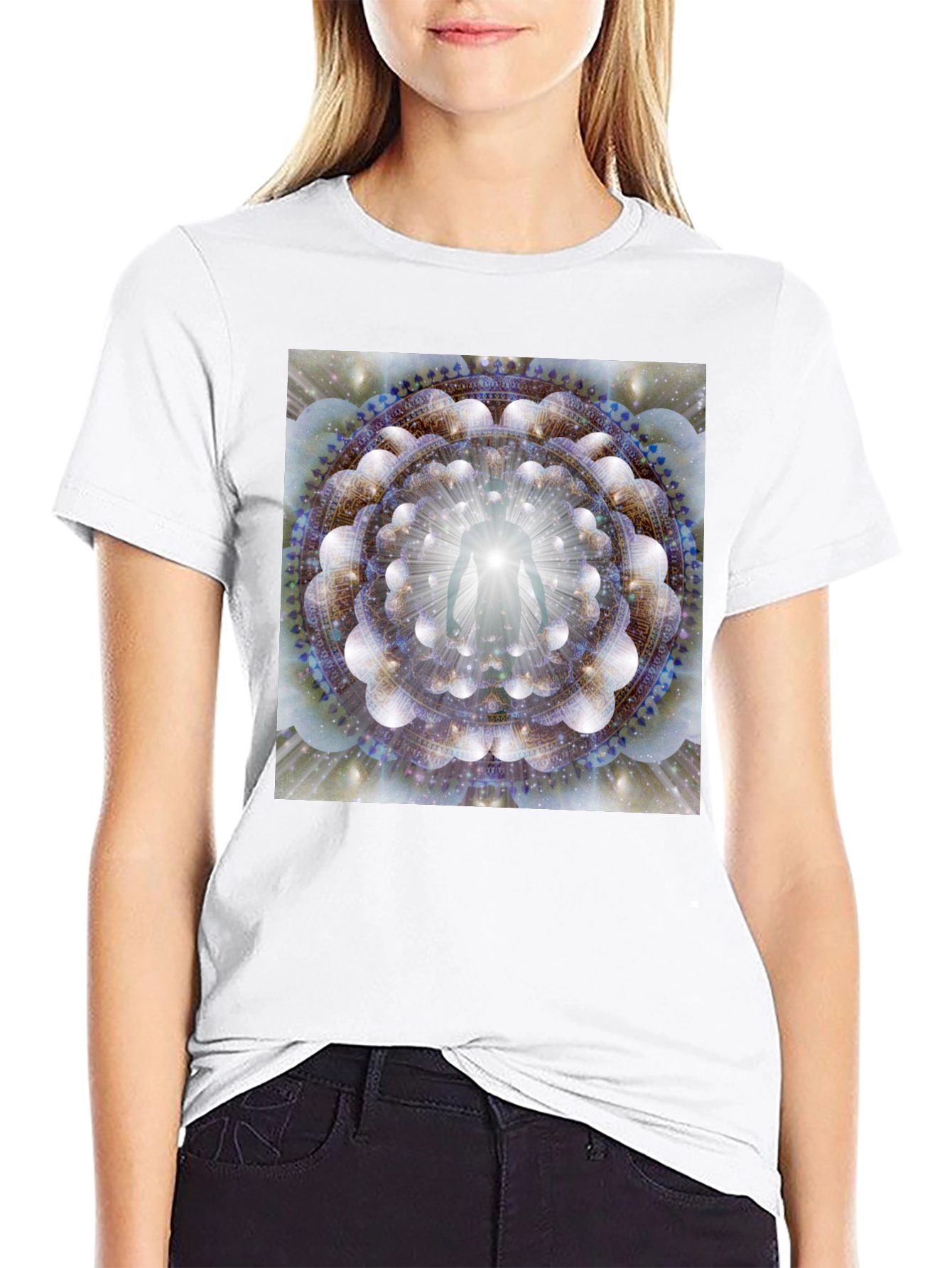 Black Enlightened Being Mandala Black T-Shirt view 9