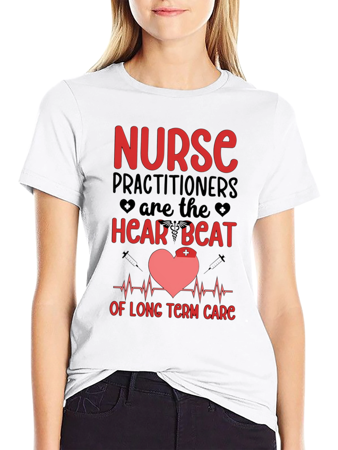 Black Nurse Practitioner Heartbeat T-Shirt view 9