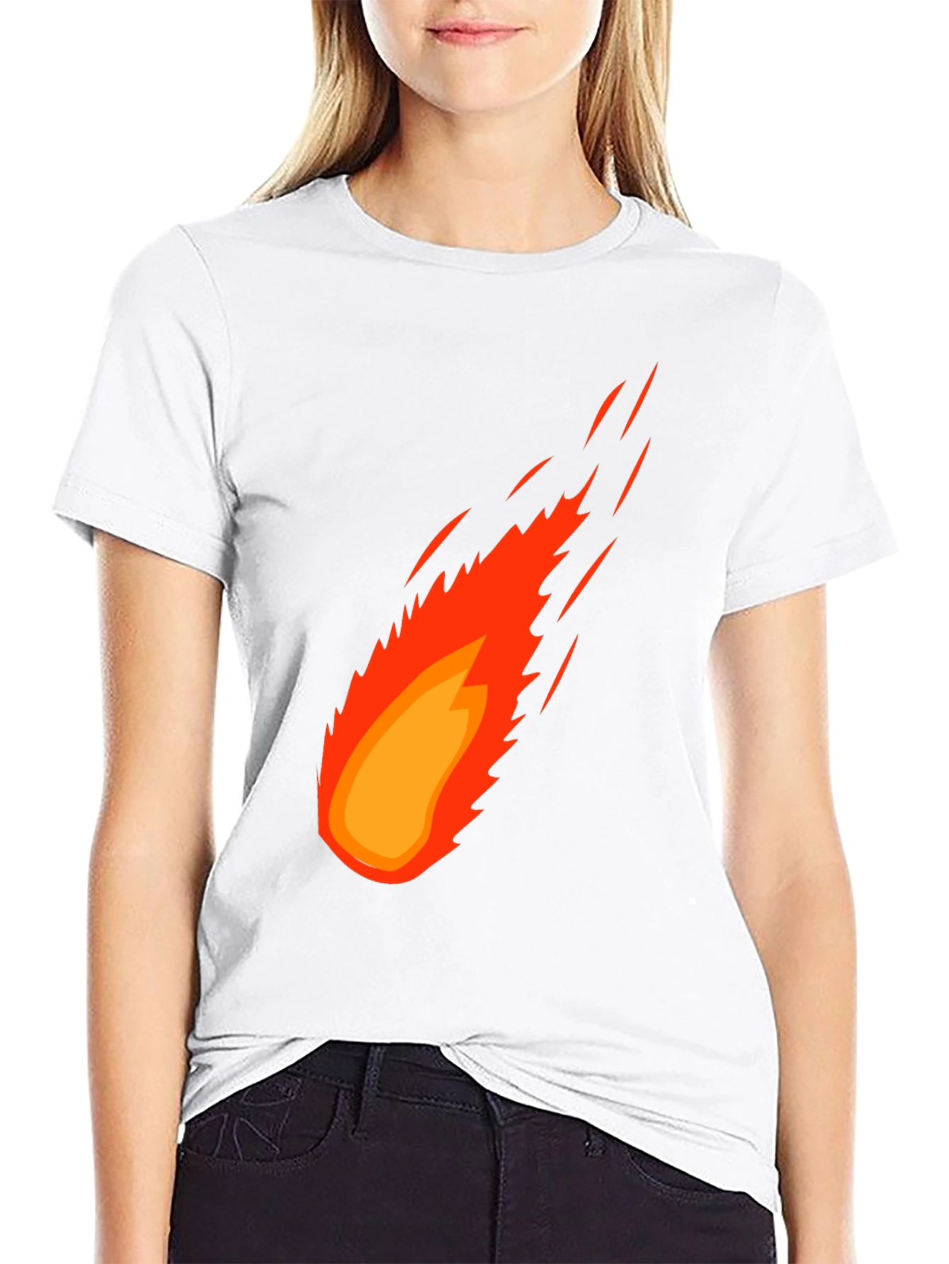 Black Fiery Comet Graphic Tee - Black Cotton T-Shirt view 9