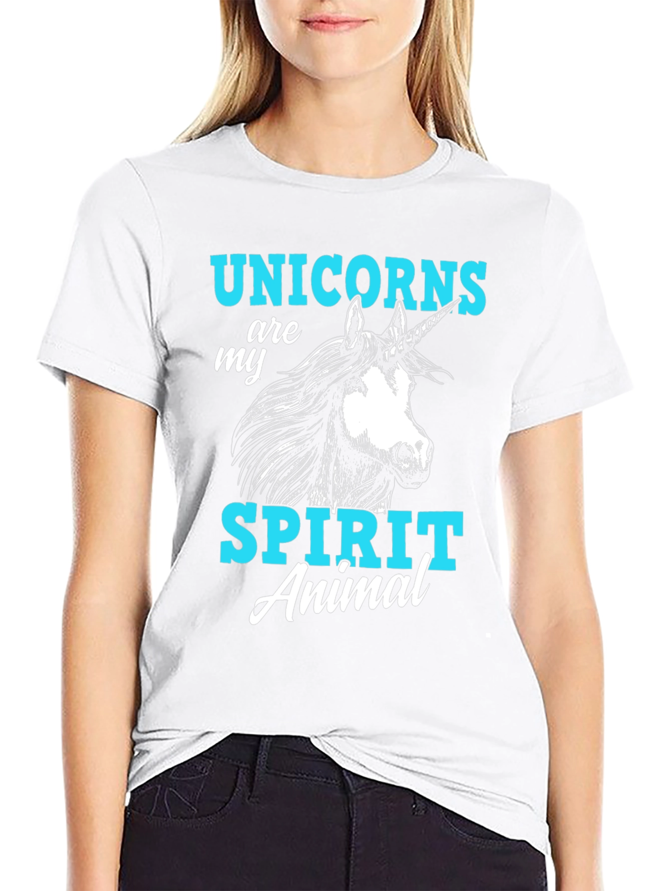 Black Unicorn Spirit Animal Graphic T-Shirt, Black Cotton Tee view 9