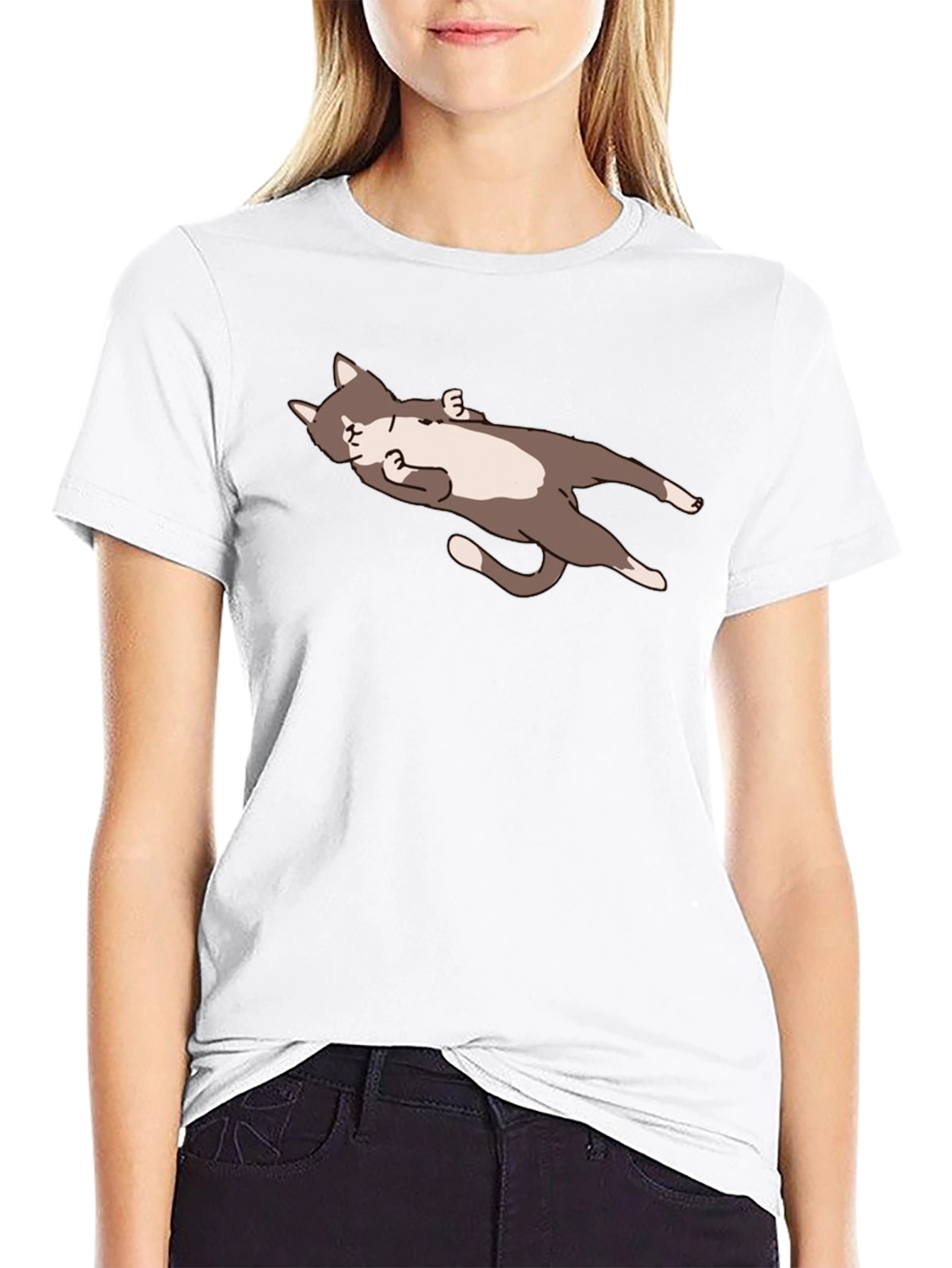 Black Lazy Cat Graphic Tee - Relaxed Fit view 9