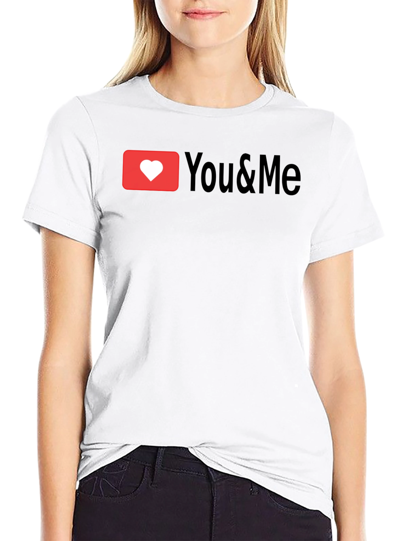 Black You & Me Heart T-Shirt - Black, Short Sleeve view 9