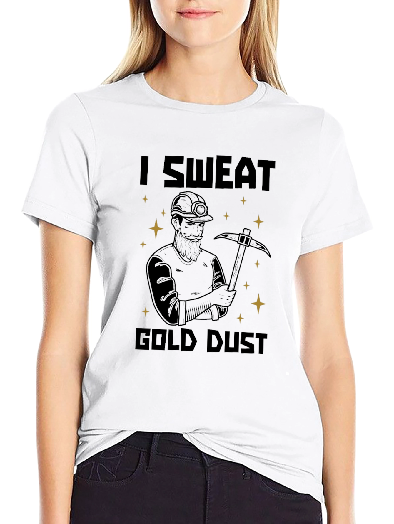 Black I Sweat Gold Dust T-Shirt - Miner Graphic Tee view 9