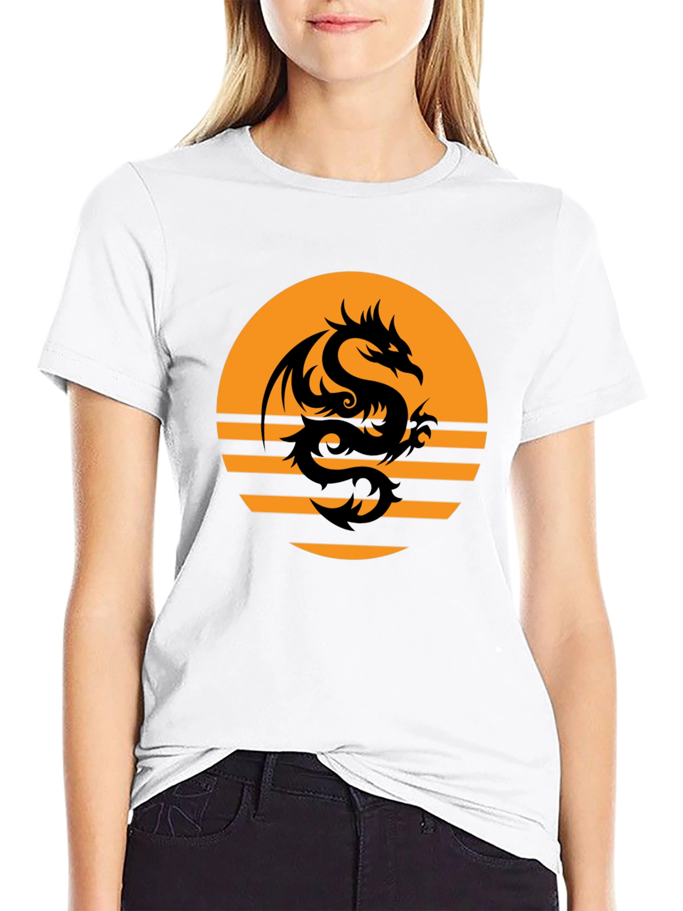 Black Dragon Sunset Graphic Tee - Black Cotton Blend view 9