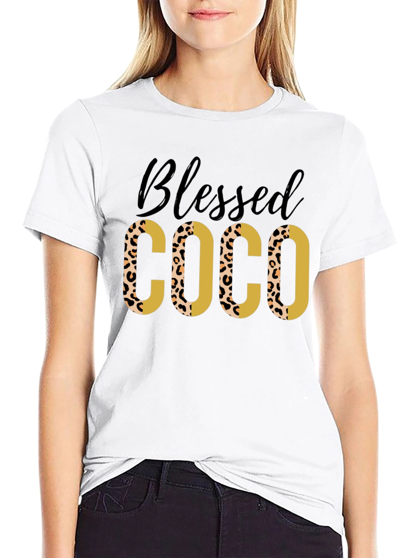 Black Blessed COCO Leopard Print Tee view 9