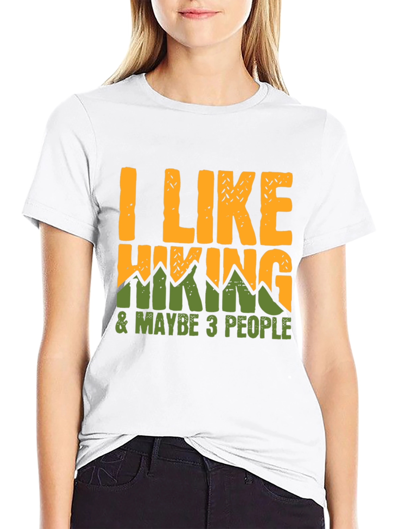 Black I Like Hiking & Maybe 3 People T-Shirt view 9