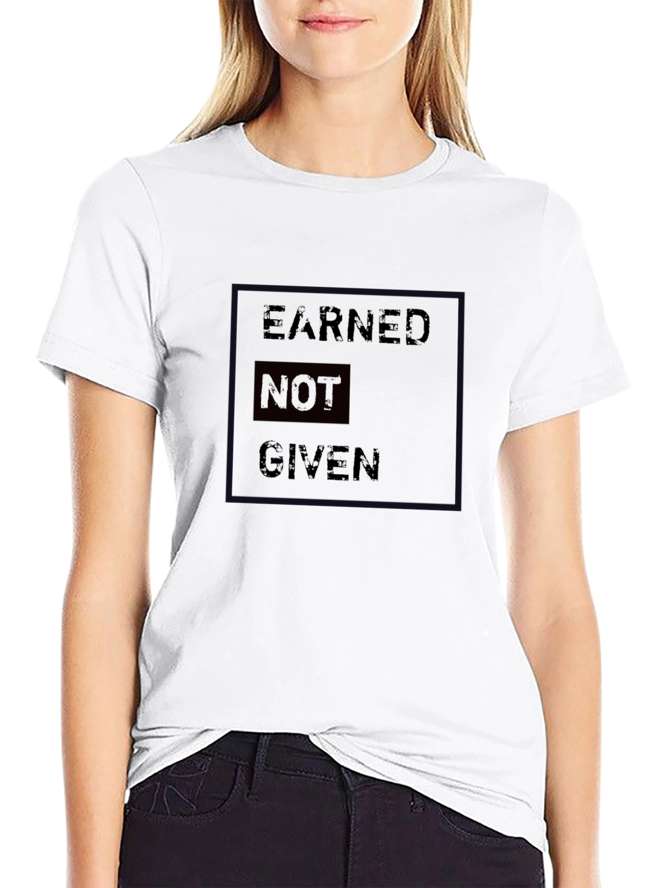 Black Earned Not Given Black Graphic T-Shirt view 9