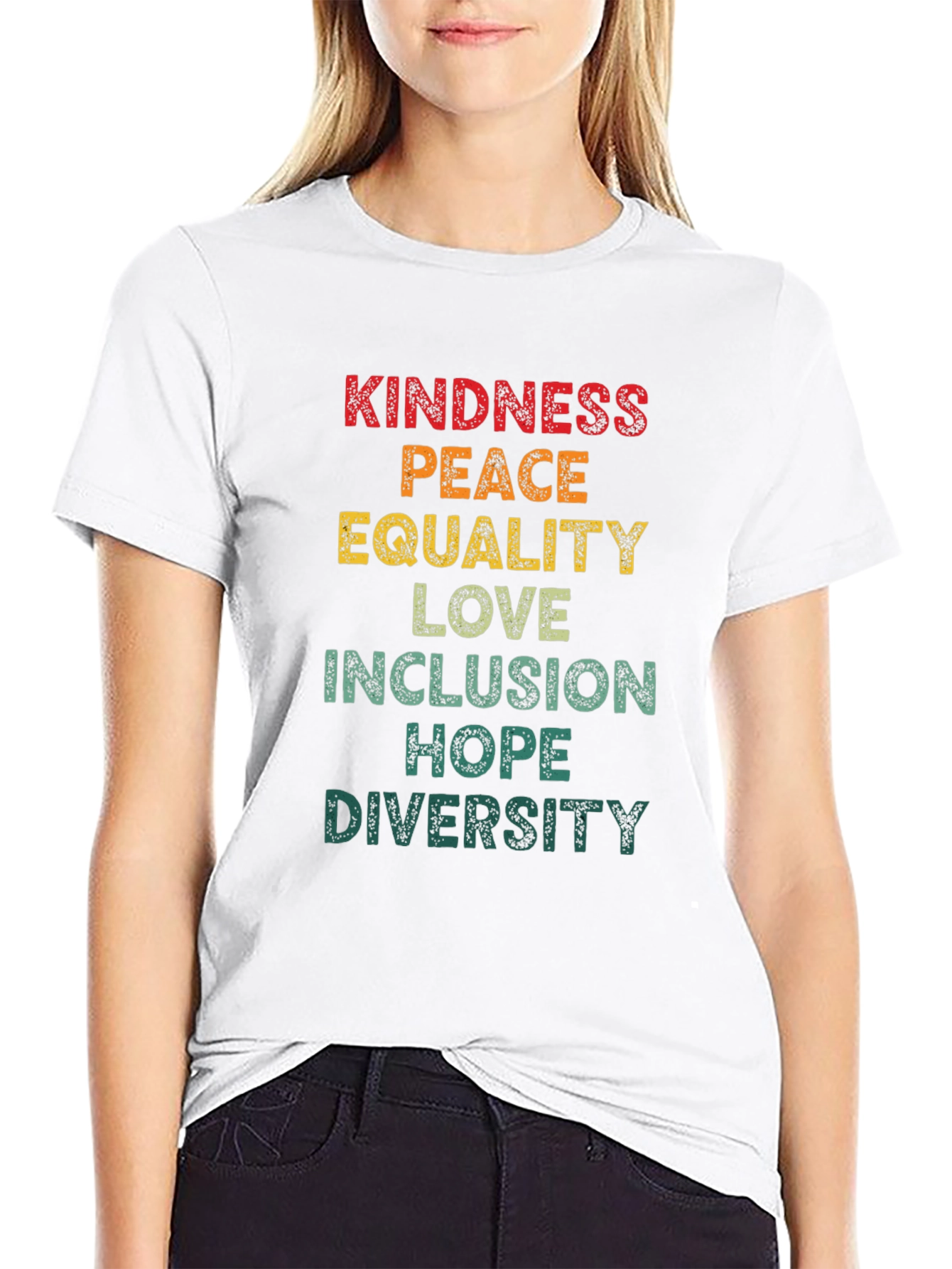 Black Kindness Peace Equality Graphic Tee view 9