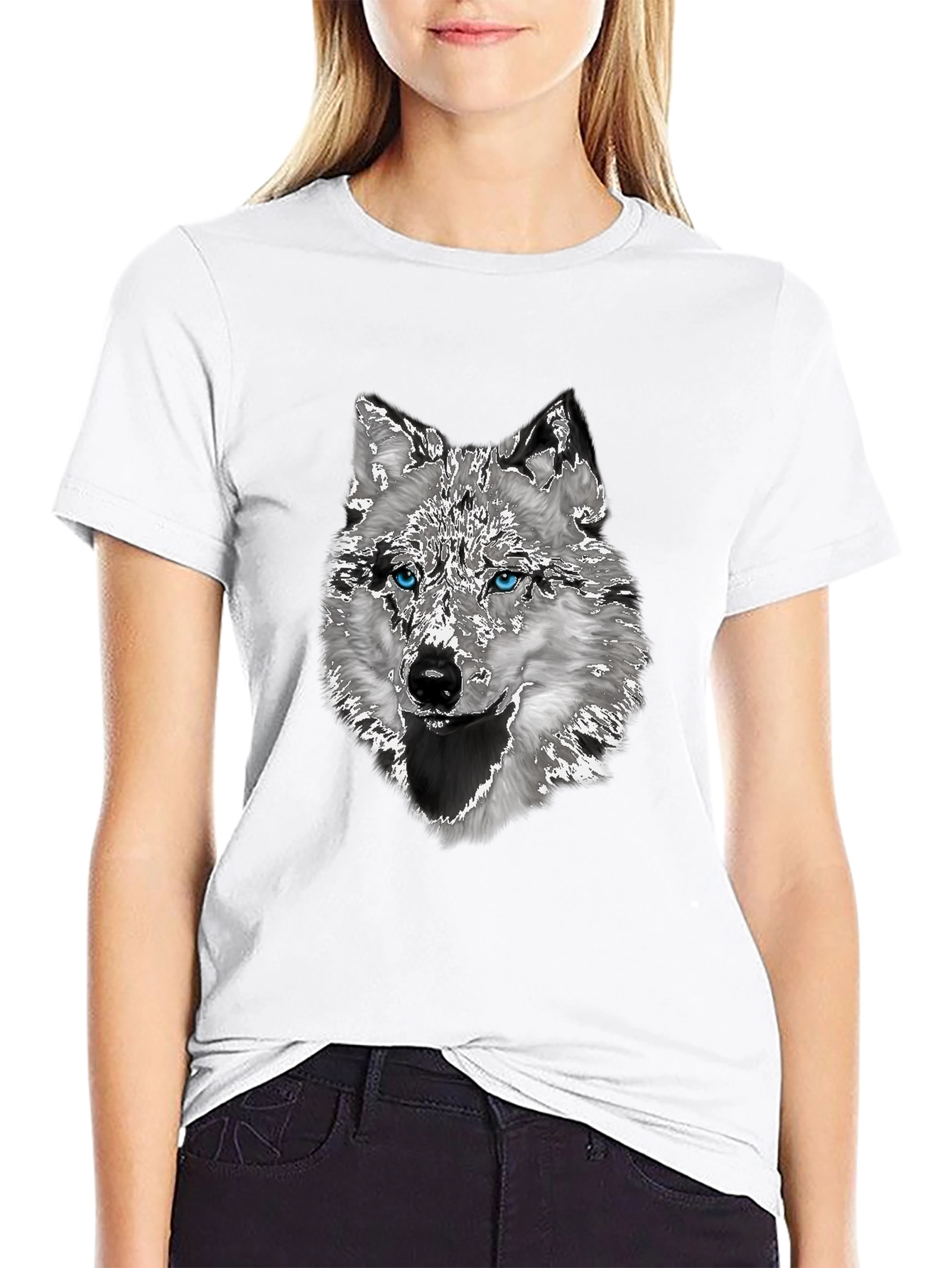 Black Wolf Graphic T-Shirt - Stylish Animal Print Tee view 9