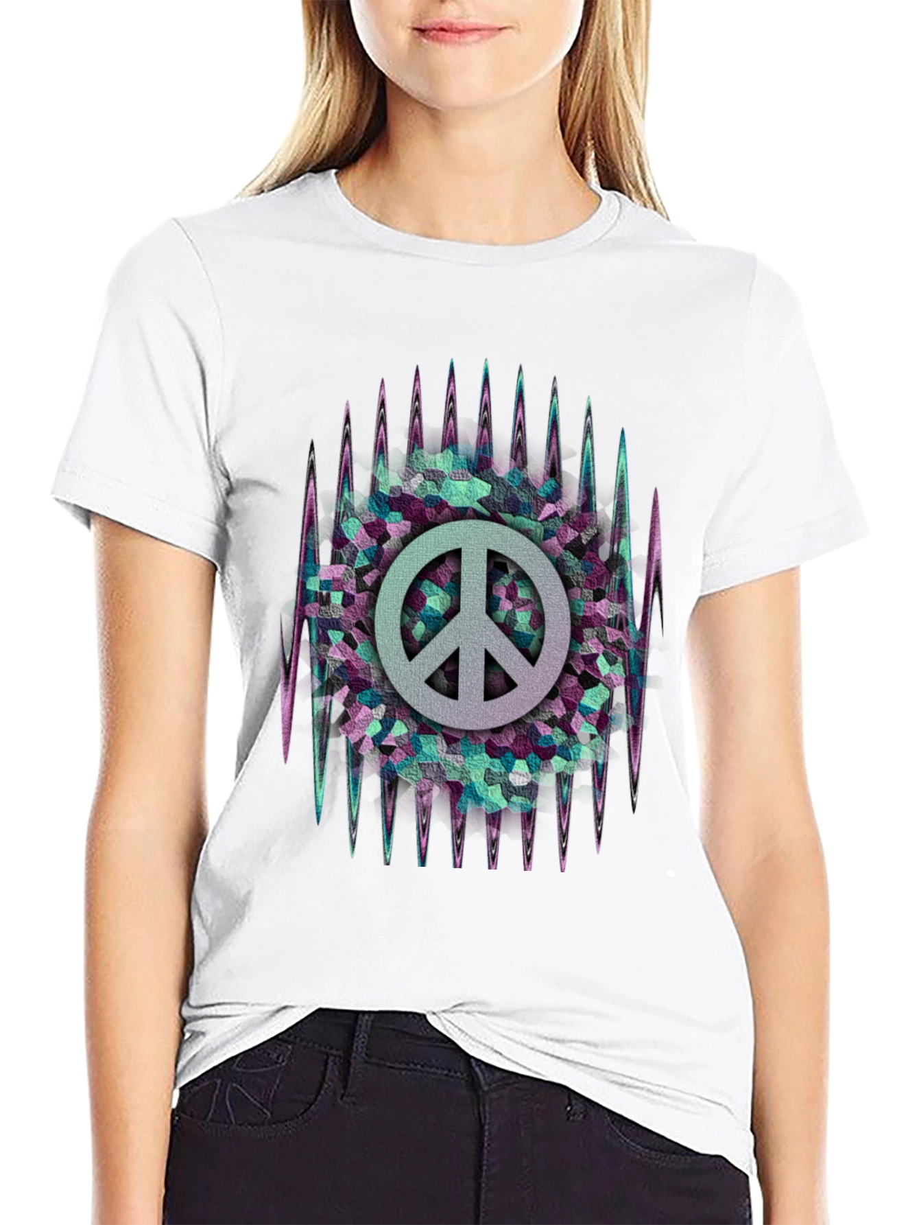 Black Peace Sign Graphic T-Shirt - Cool & Unique Design view 9